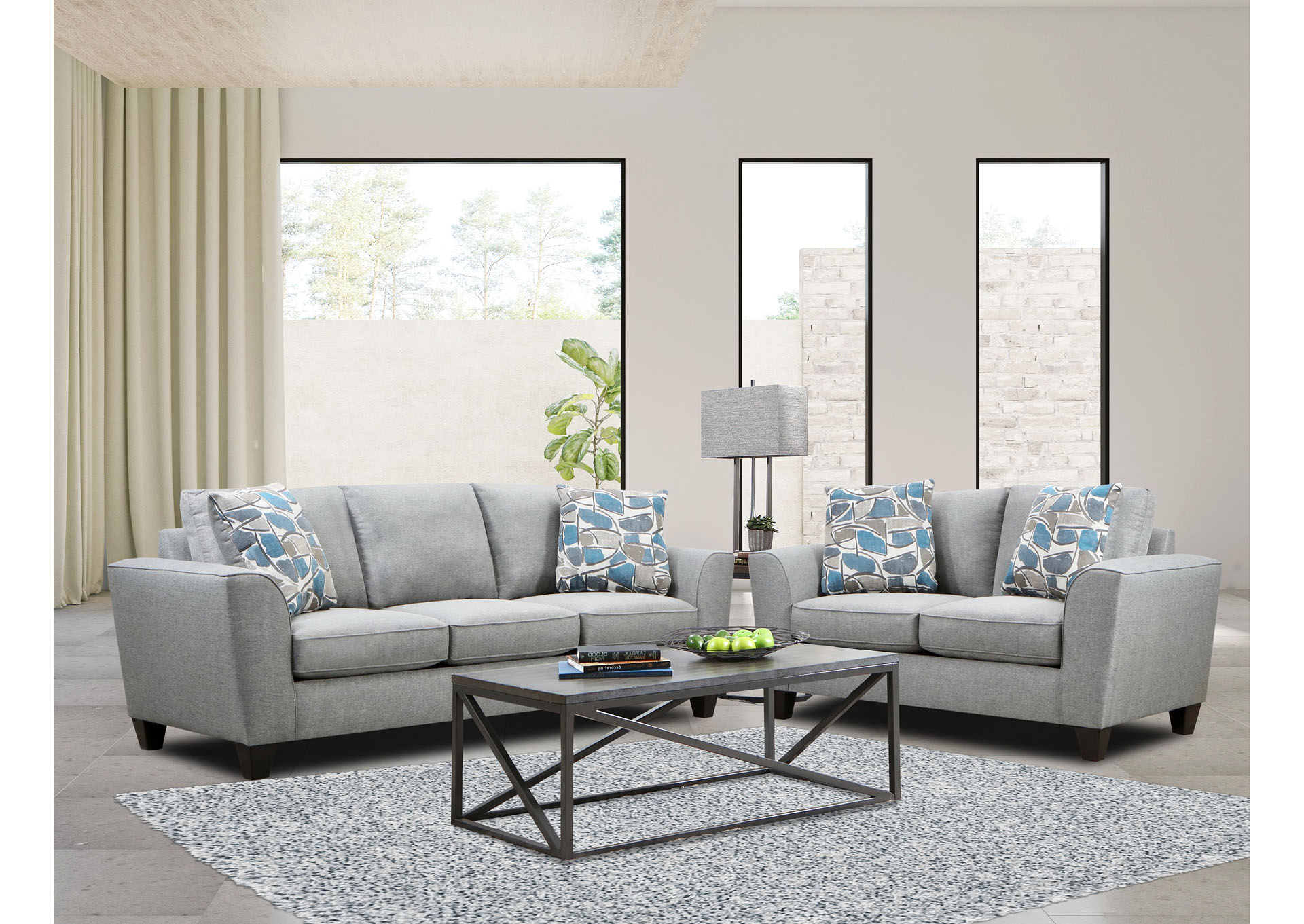 Petunia Sofa In Coastal Modern Grey With 2 Daydream Jasper Pillows,Elements