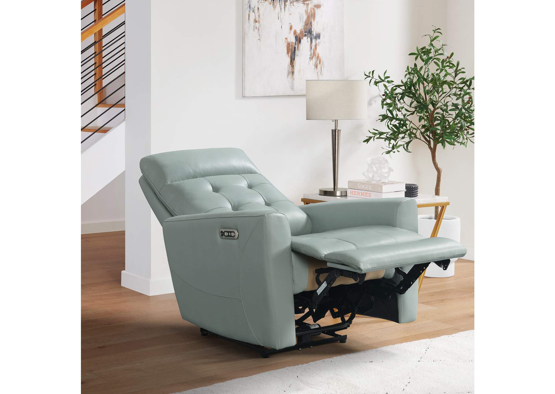 All Star Power Recliner With Power Headrest USB In Rumble Aqua,Elements