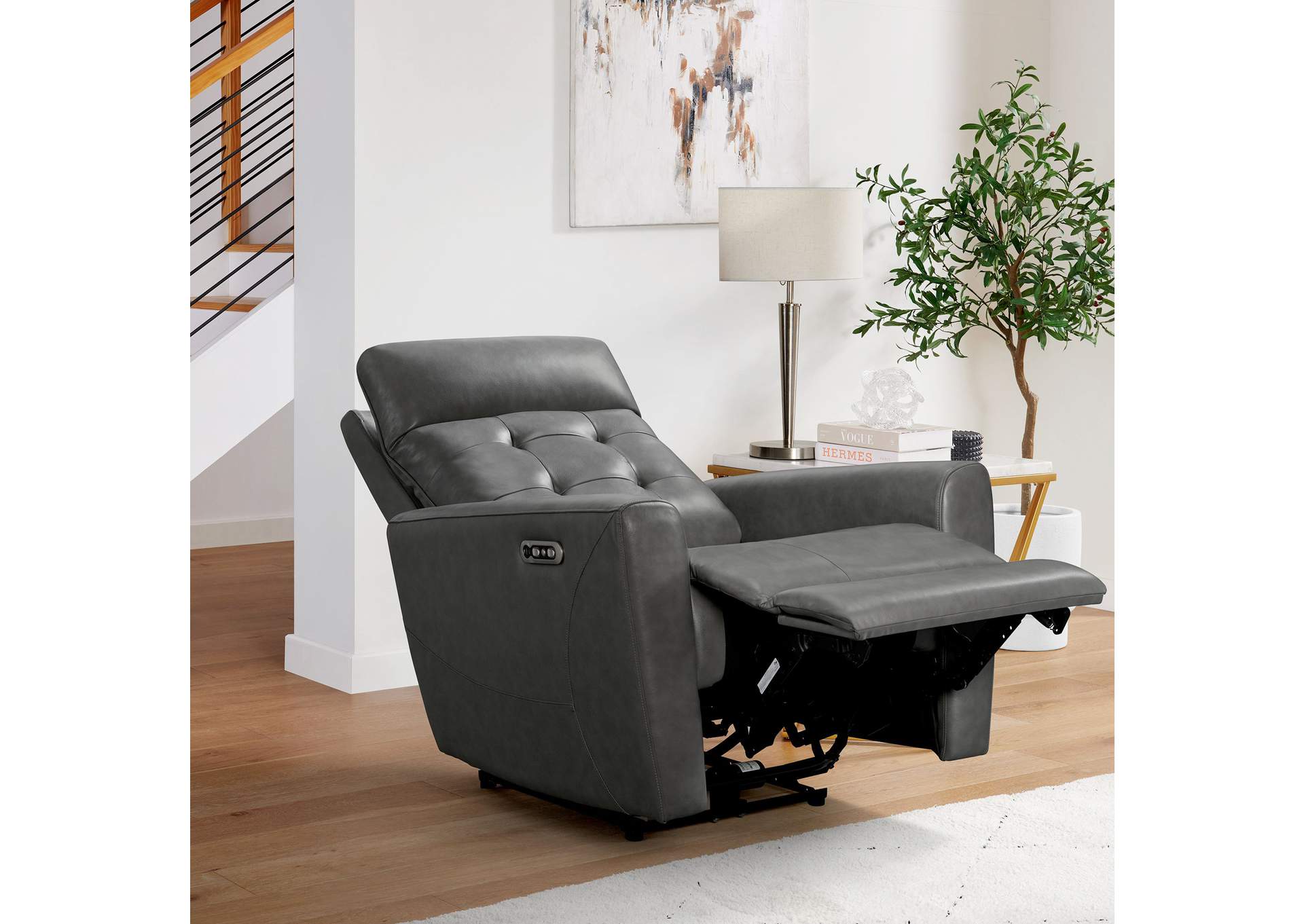 All Star Power Recliner With Power Headrest USB In Rumble Grey,Elements