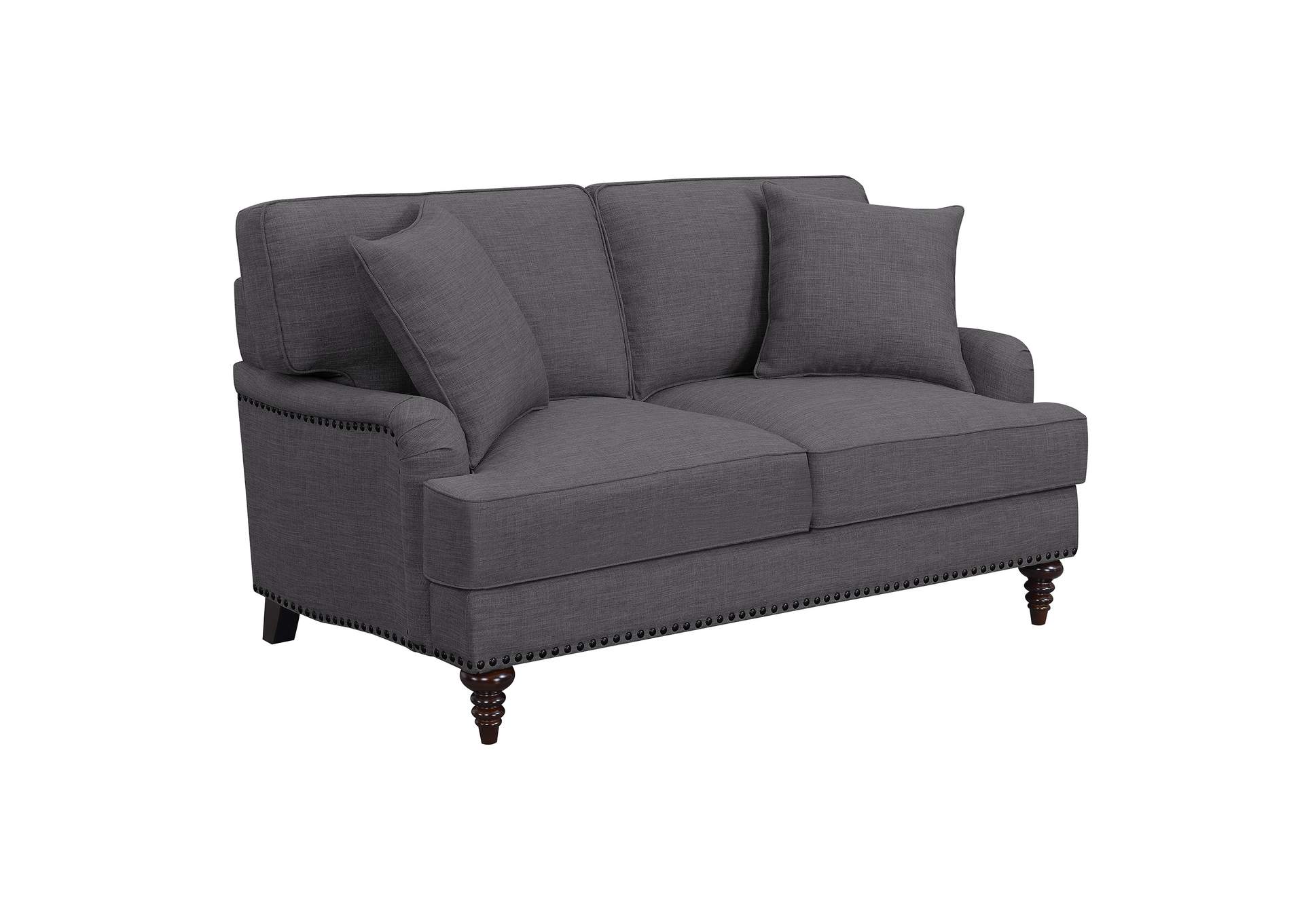 Abby 3 Piece Set - Sofa Loveseat Chair In Charcoal,Elements