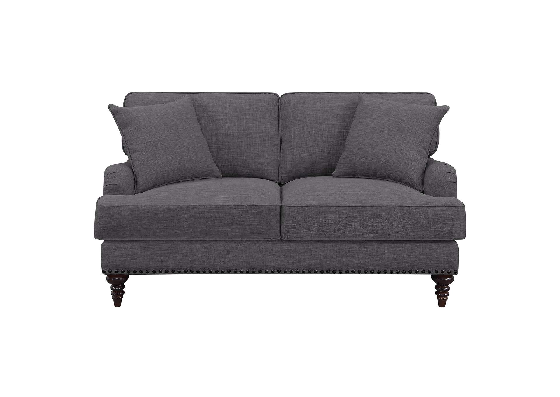 Abby Loveseat With Pillows In Heirloom Charcoal,Elements