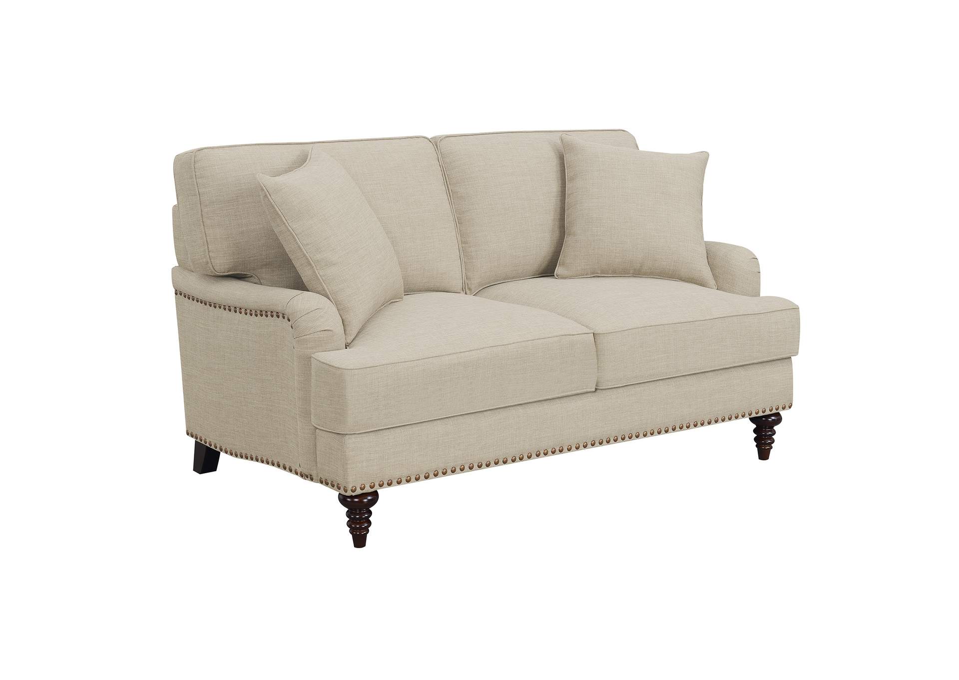 Abby Loveseat With Pillows In Heirloom Natural - Linen,Elements