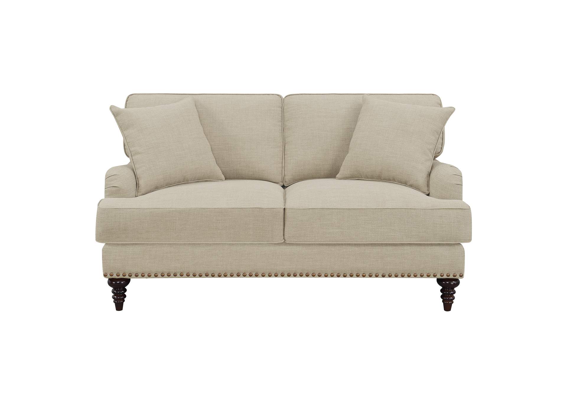 Abby Loveseat With Pillows In Heirloom Natural - Linen,Elements