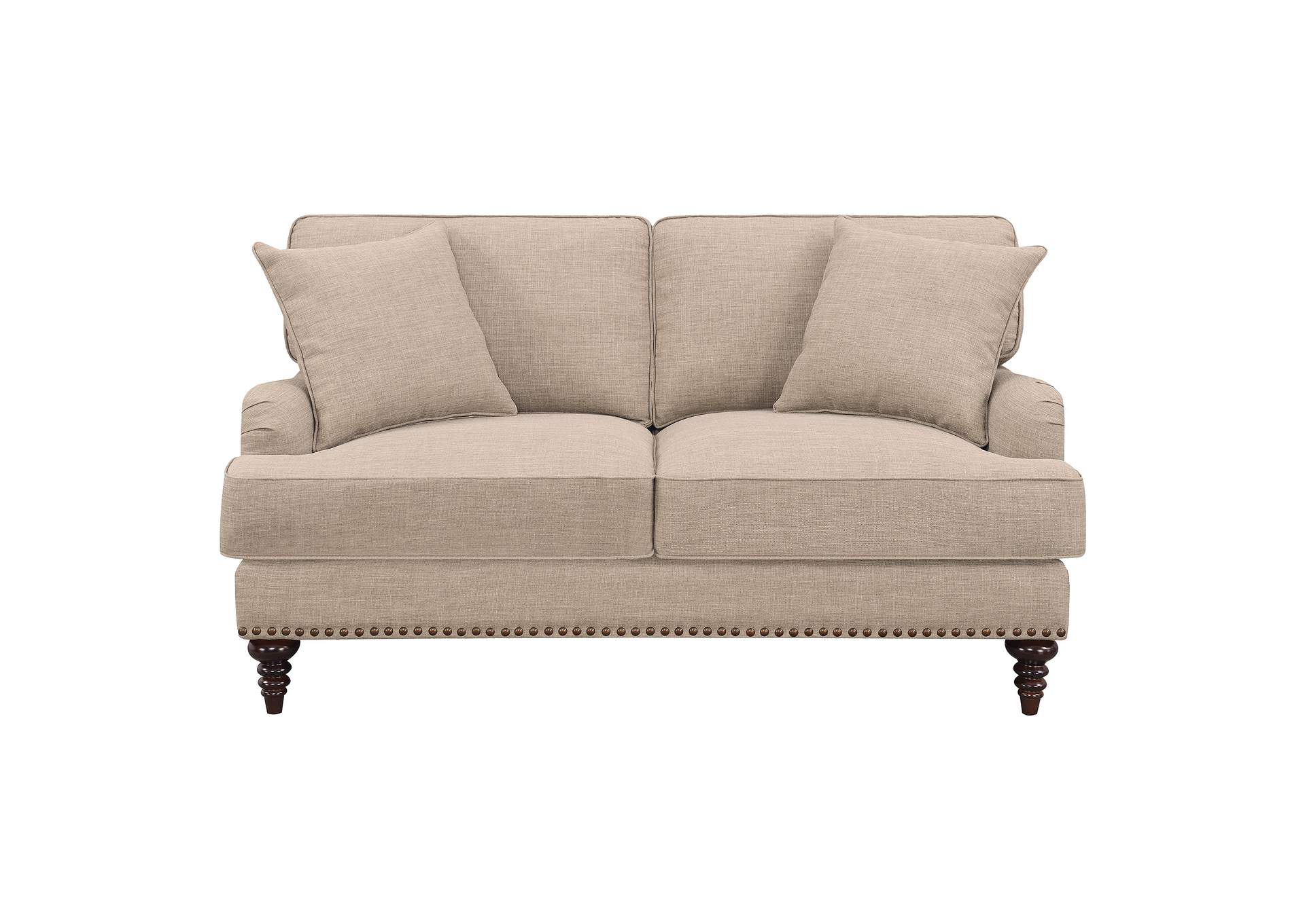 Abby Loveseat With Pillows In Heirloom Smoke - Pewter,Elements