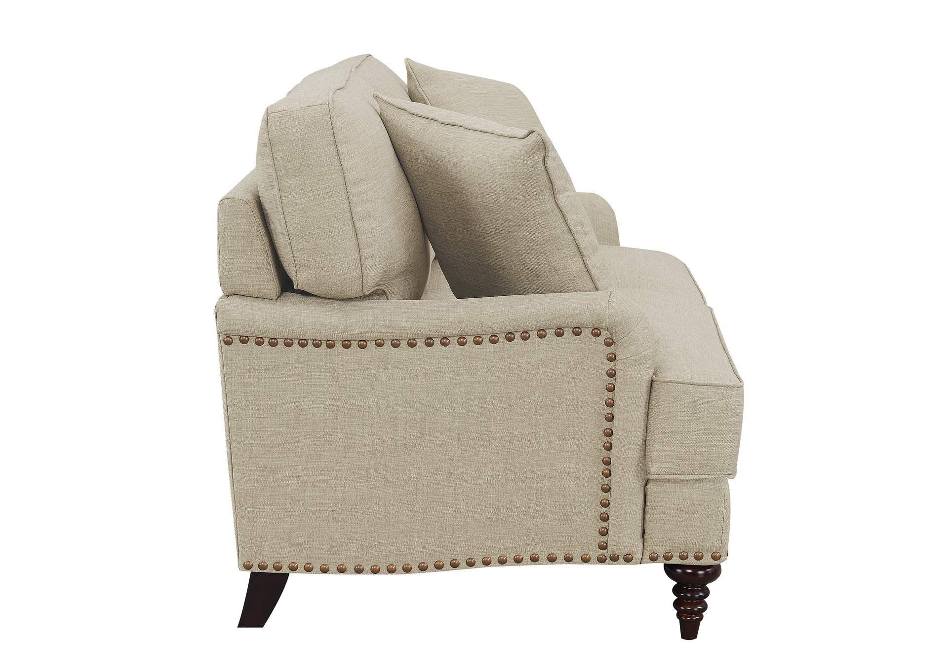 Abby Loveseat With Pillows In Heirloom Natural - Linen,Elements