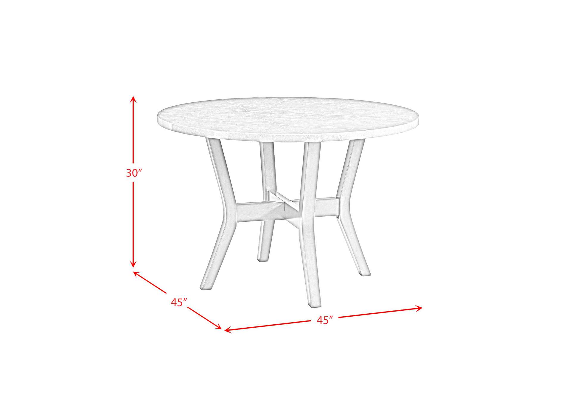 Ambridge 5 Piece Round Dining Set With Faux Marble Top In Brushed Grey,Elements