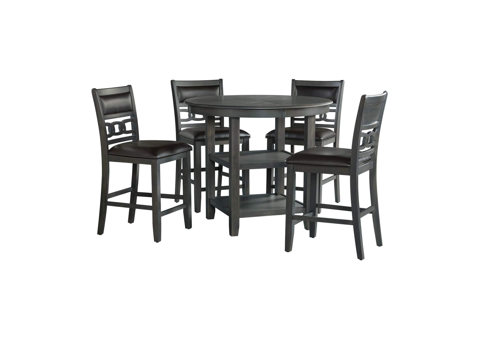 Amherst 5 Piece Counter Height Dining Set In Grey - Table Four Pu Chairs,Elements
