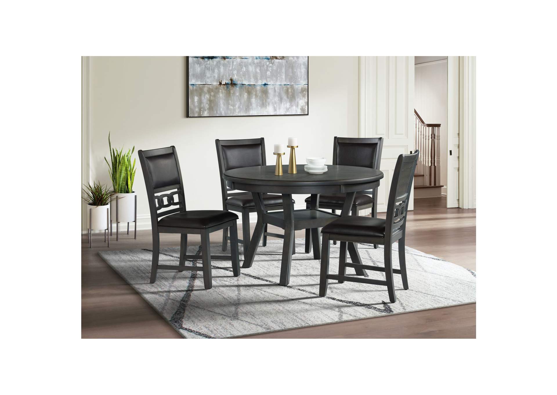 Amherst Dining Side Chair With Pu Cushion Side Stretcher Grey Finish 2 Per Pack,Elements