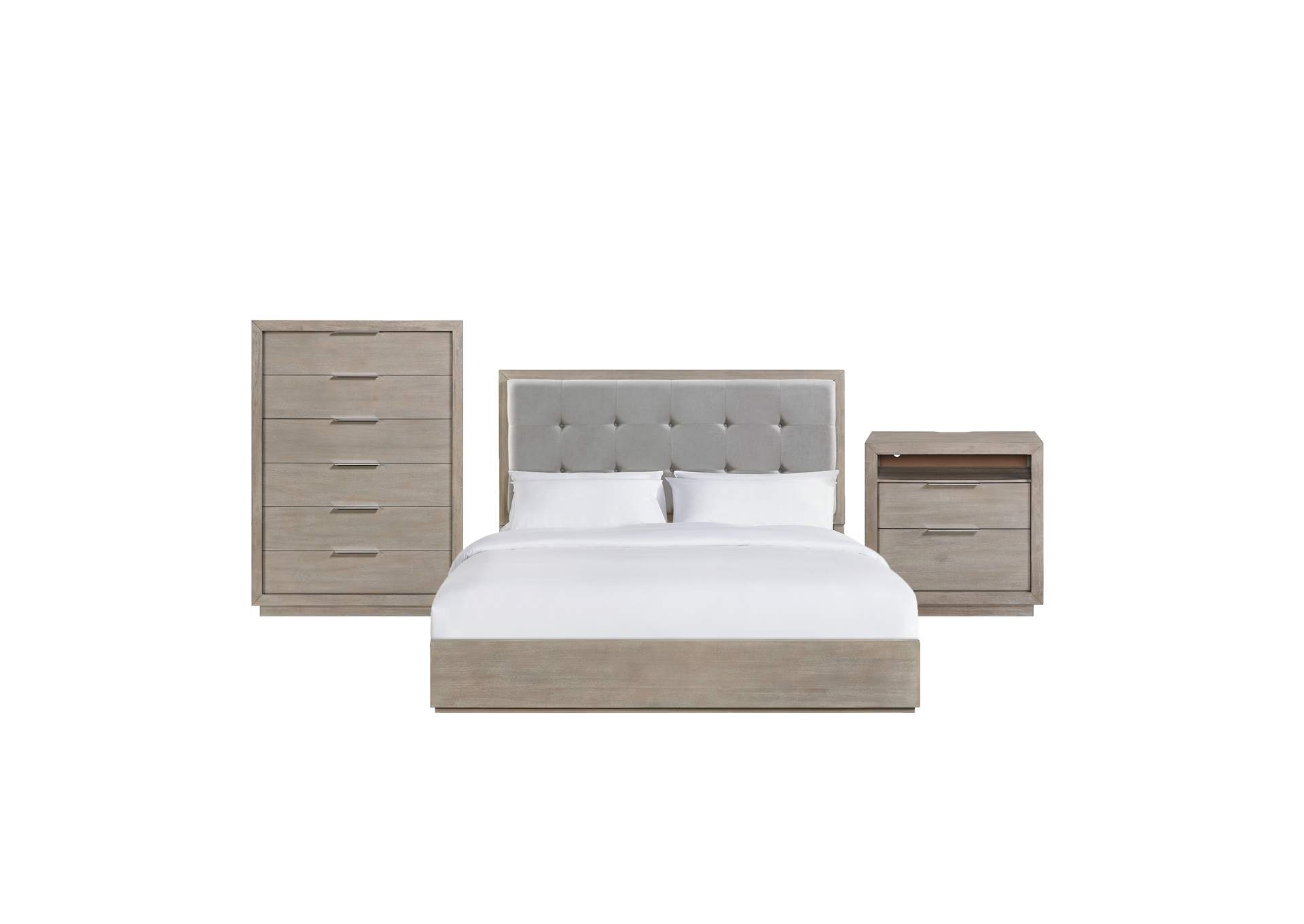 Arcadia King 3 Piece Bedroom Set In Grey,Elements