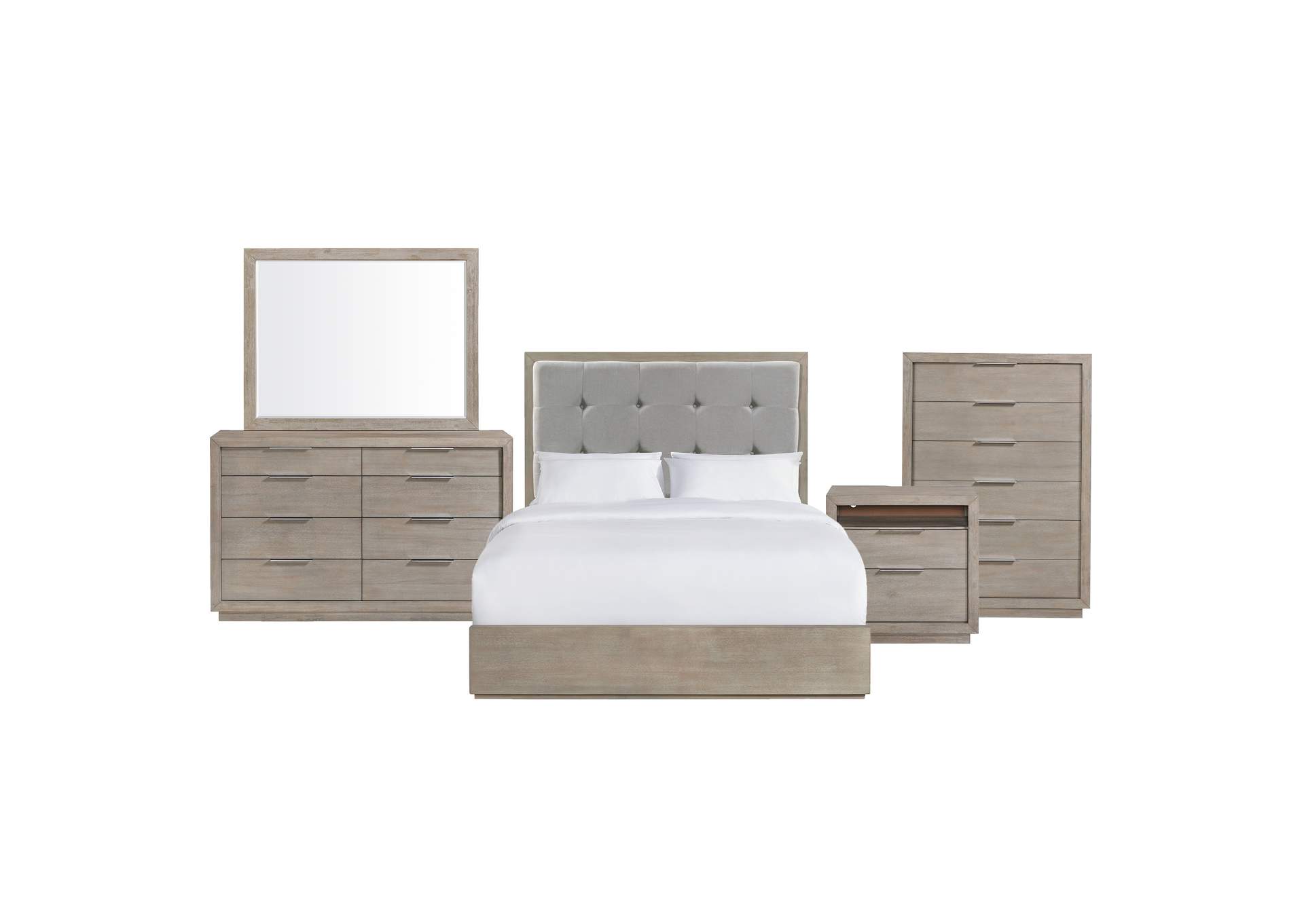 Arcadia Queen 5 Piece Bedroom Set In Grey,Elements