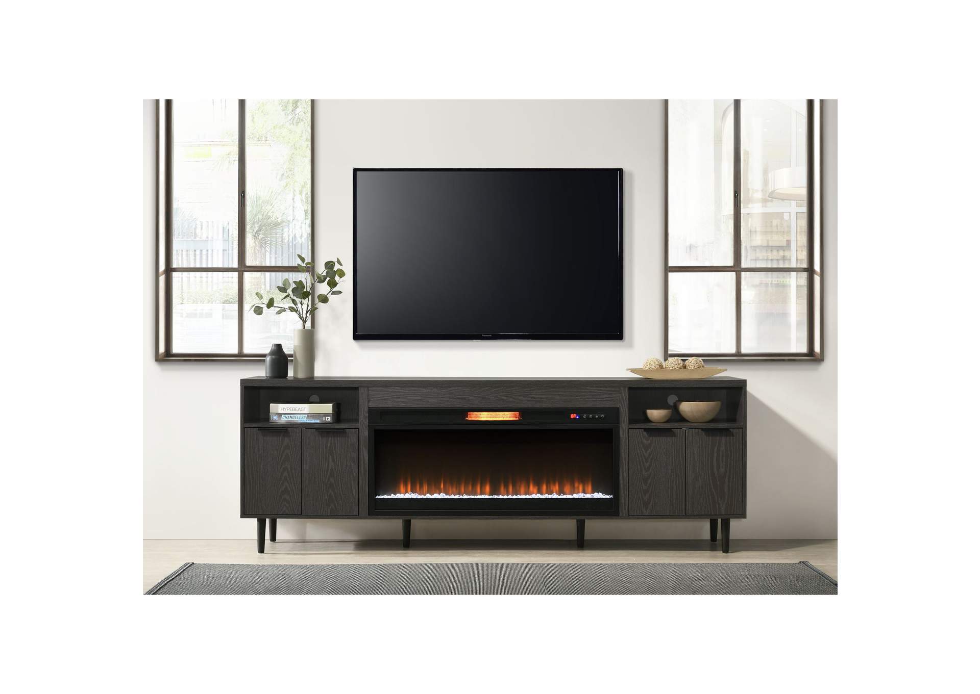Athena 85 Complete Fireplace In Espresso,Elements