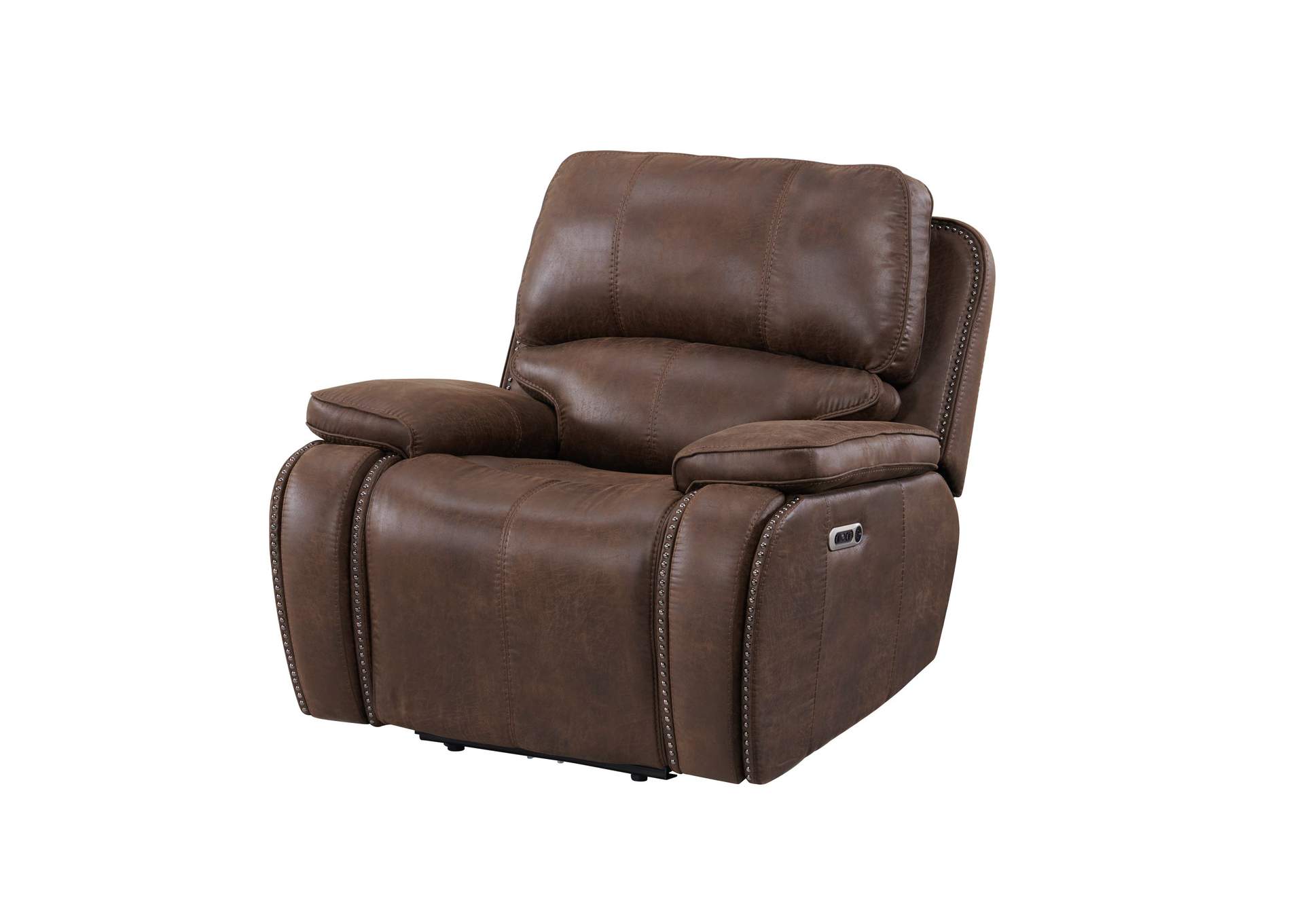 Atlantis 3 Piece Living Room Set In Heritage Brown - Sofa Loveseat Recliner,Elements