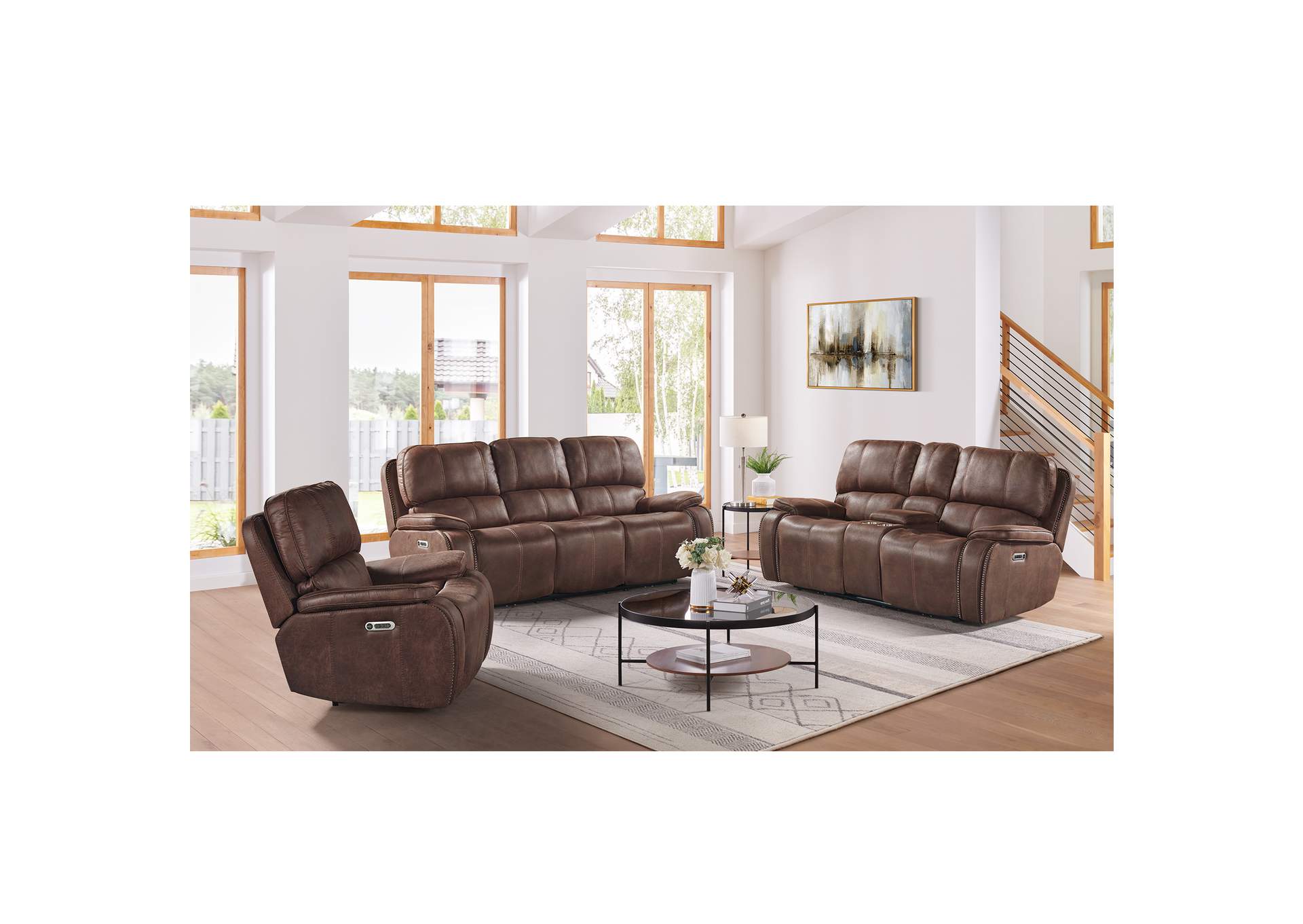 Atlantis Power Motion Recliner In Heritage Brown,Elements