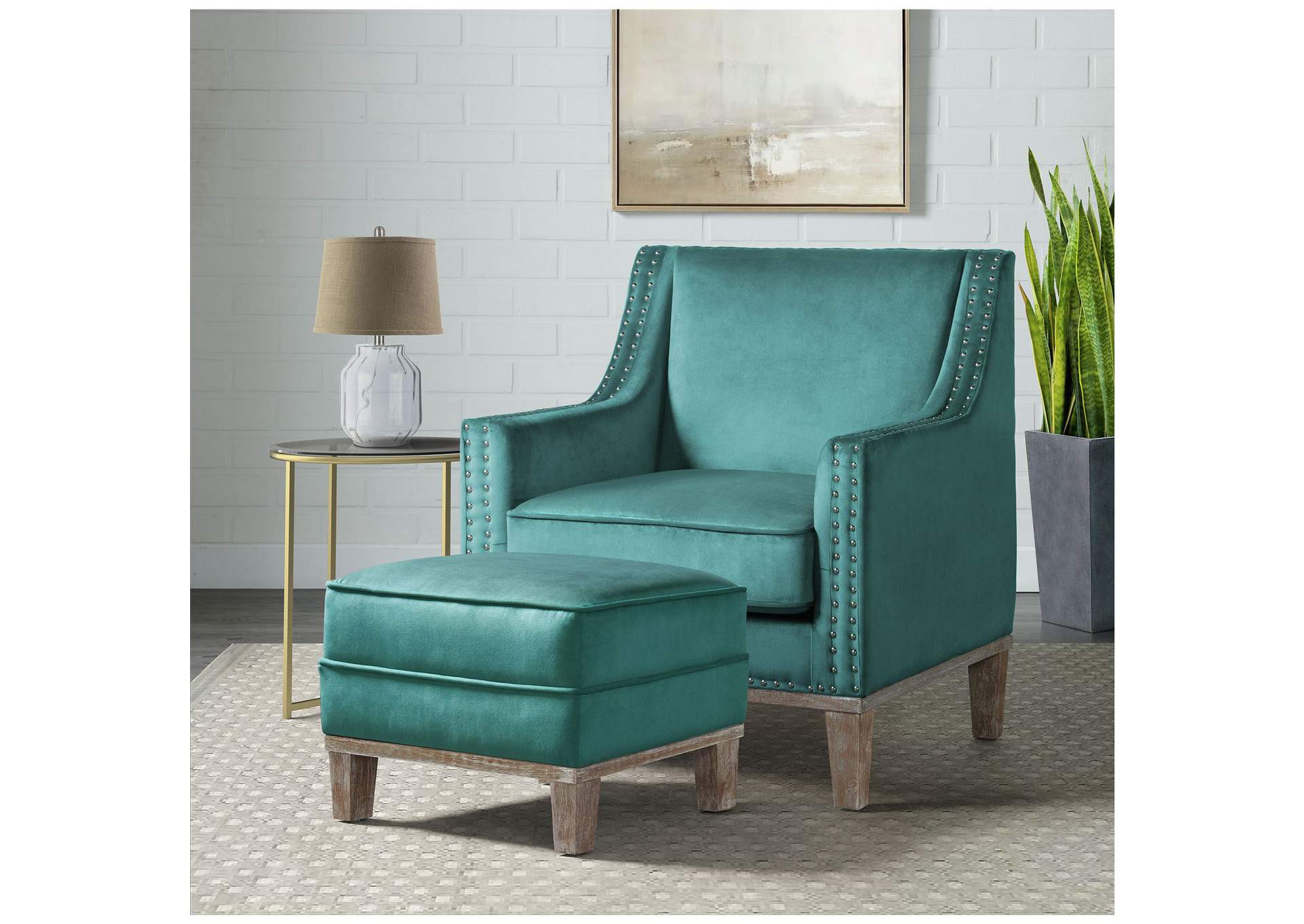 Augusta Ottoman In Ottoman Teal,Elements