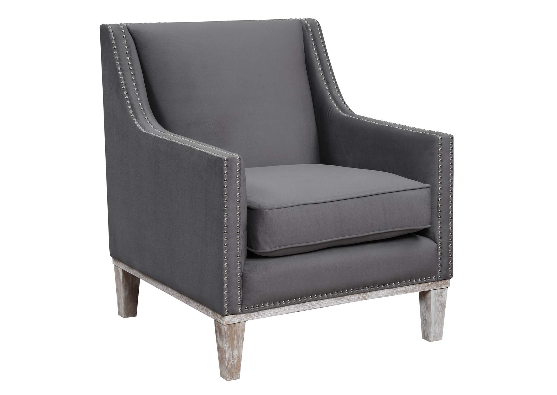 Augusta 16038 Chair With Wood Leg Distressed Ottoman Charcoal F231,Elements