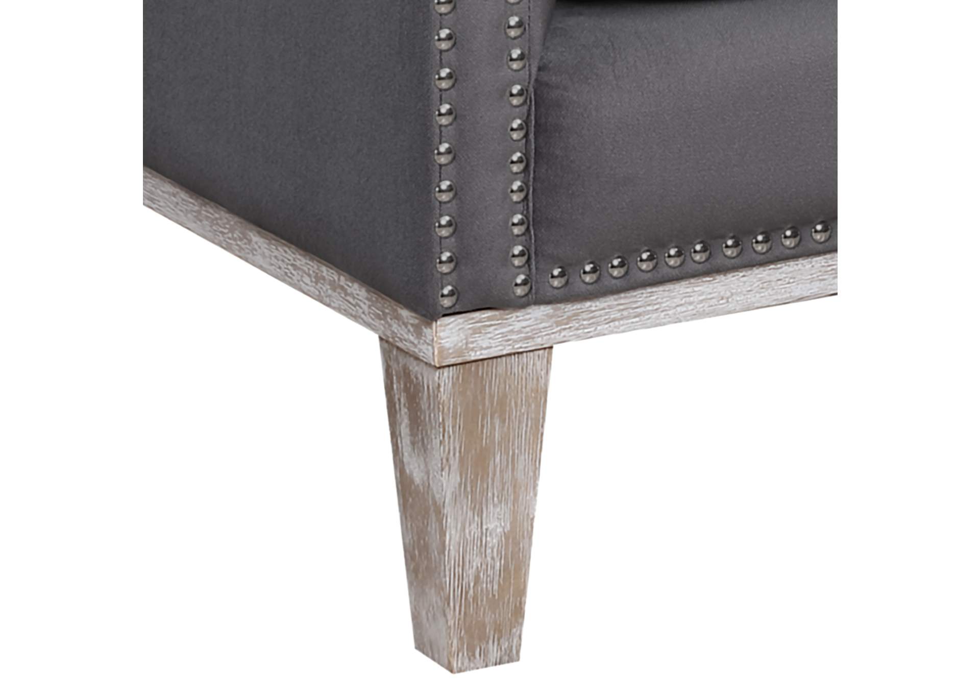 Augusta 16038 Chair With Wood Leg Distressed Ottoman Charcoal F231,Elements