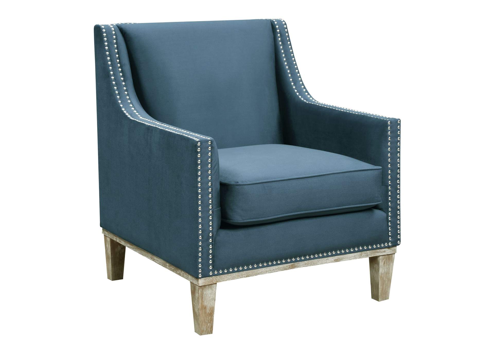 Augusta 16038 Chair With Wood Leg Distressed Ottoman Navy,Elements