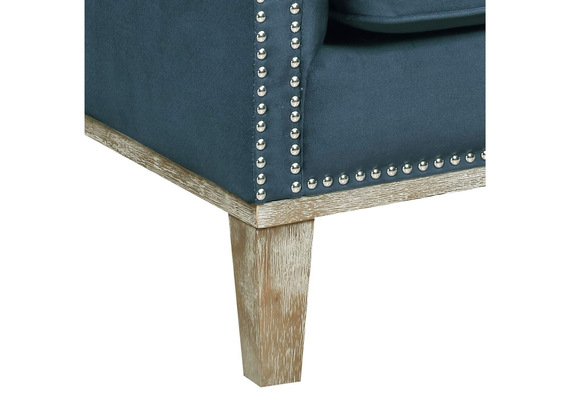 Augusta 16038 Chair With Wood Leg Distressed Ottoman Navy,Elements