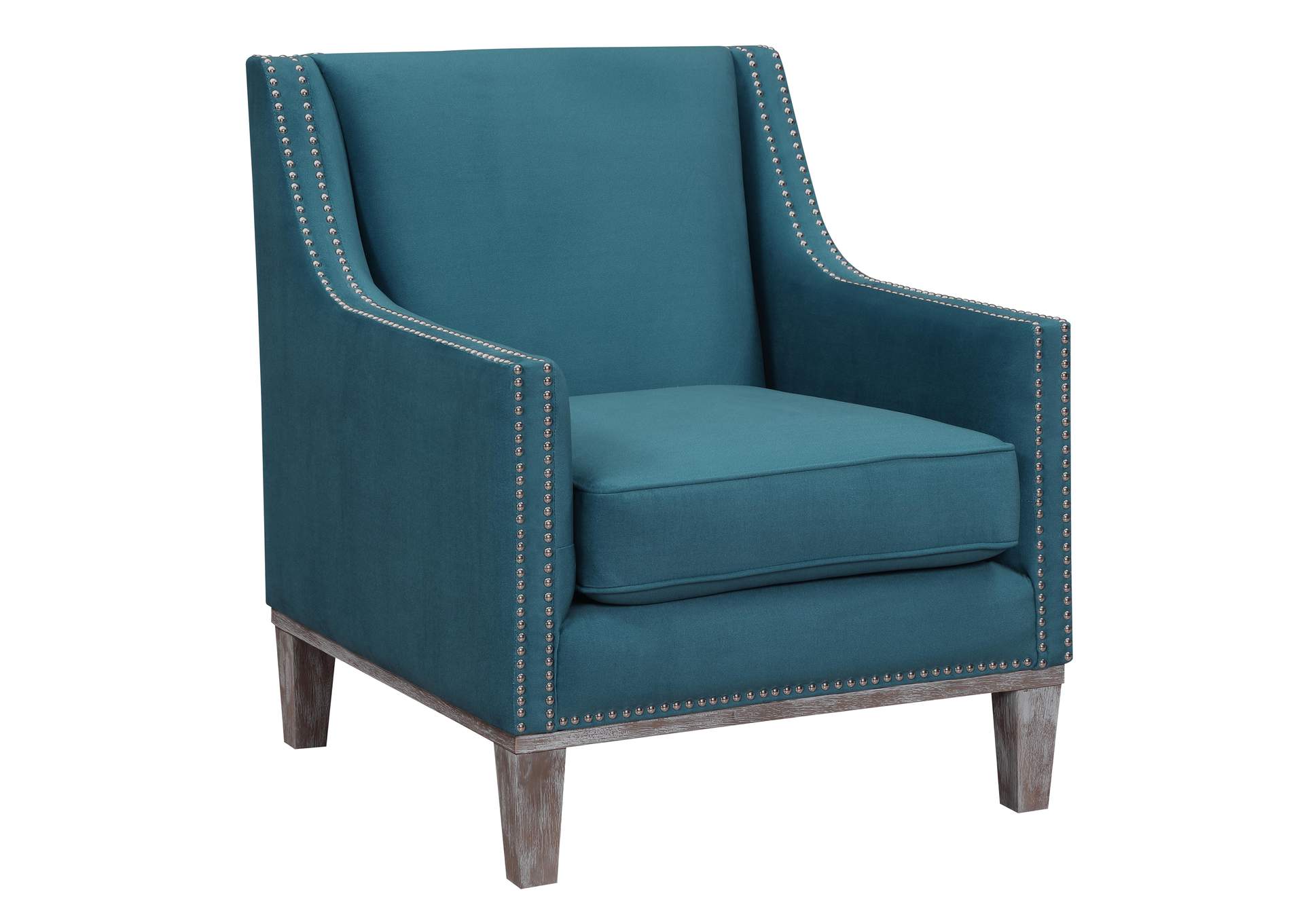 Augusta 16038 Chair With Wood Leg Distressed Ottoman Teal,Elements