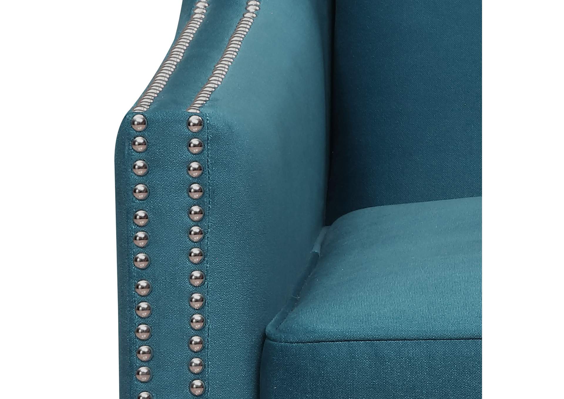 Augusta 16038 Chair With Wood Leg Distressed Ottoman Teal,Elements