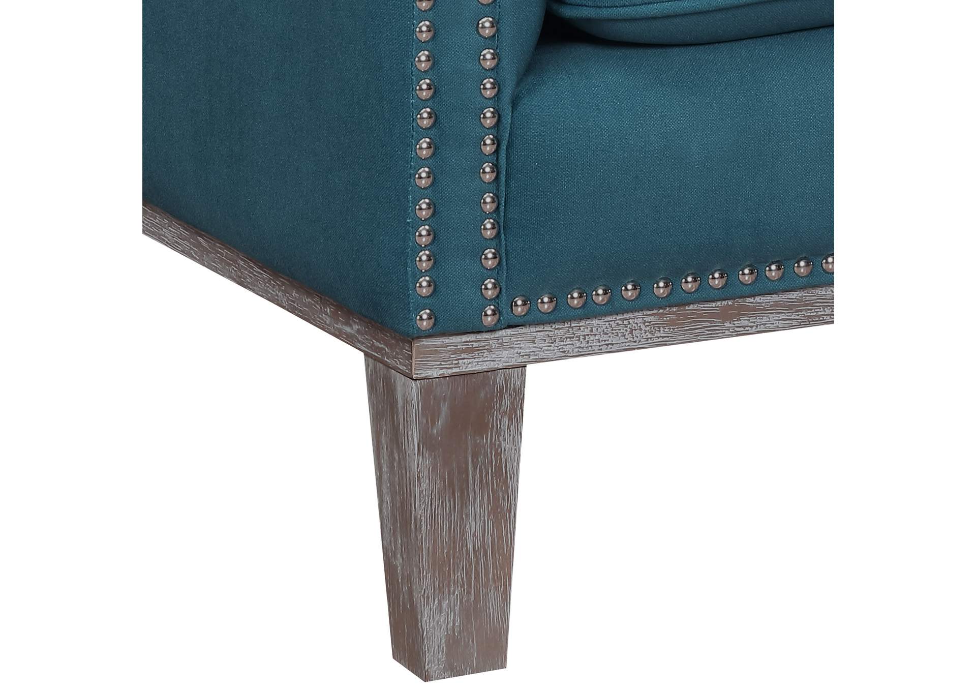 Augusta 16038 Chair With Wood Leg Distressed Ottoman Teal,Elements