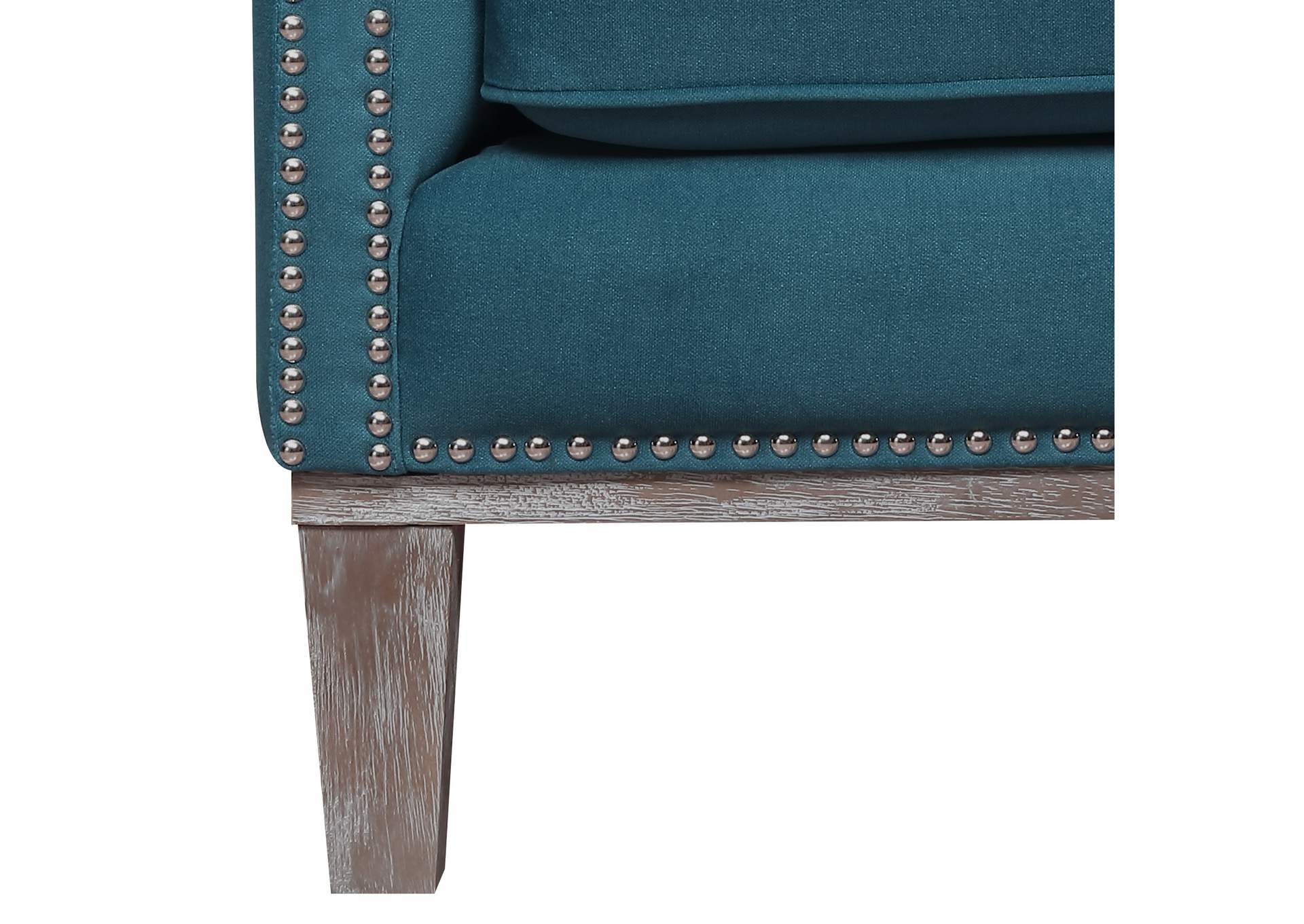 Augusta 16038 Chair With Wood Leg Distressed Ottoman Teal,Elements