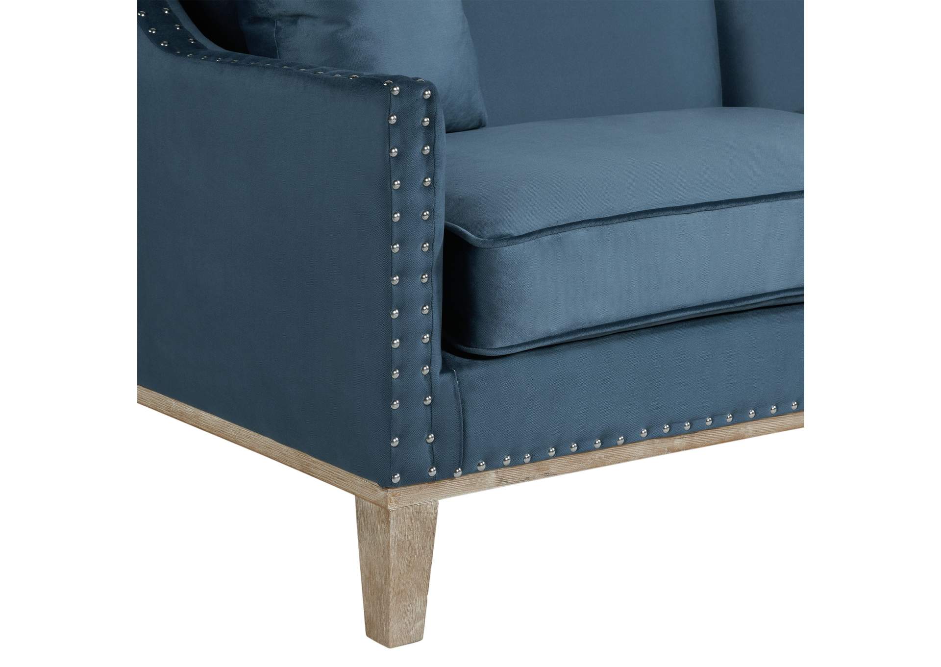 Augusta Sofa With Distressed Wood Ottoman Navy,Elements