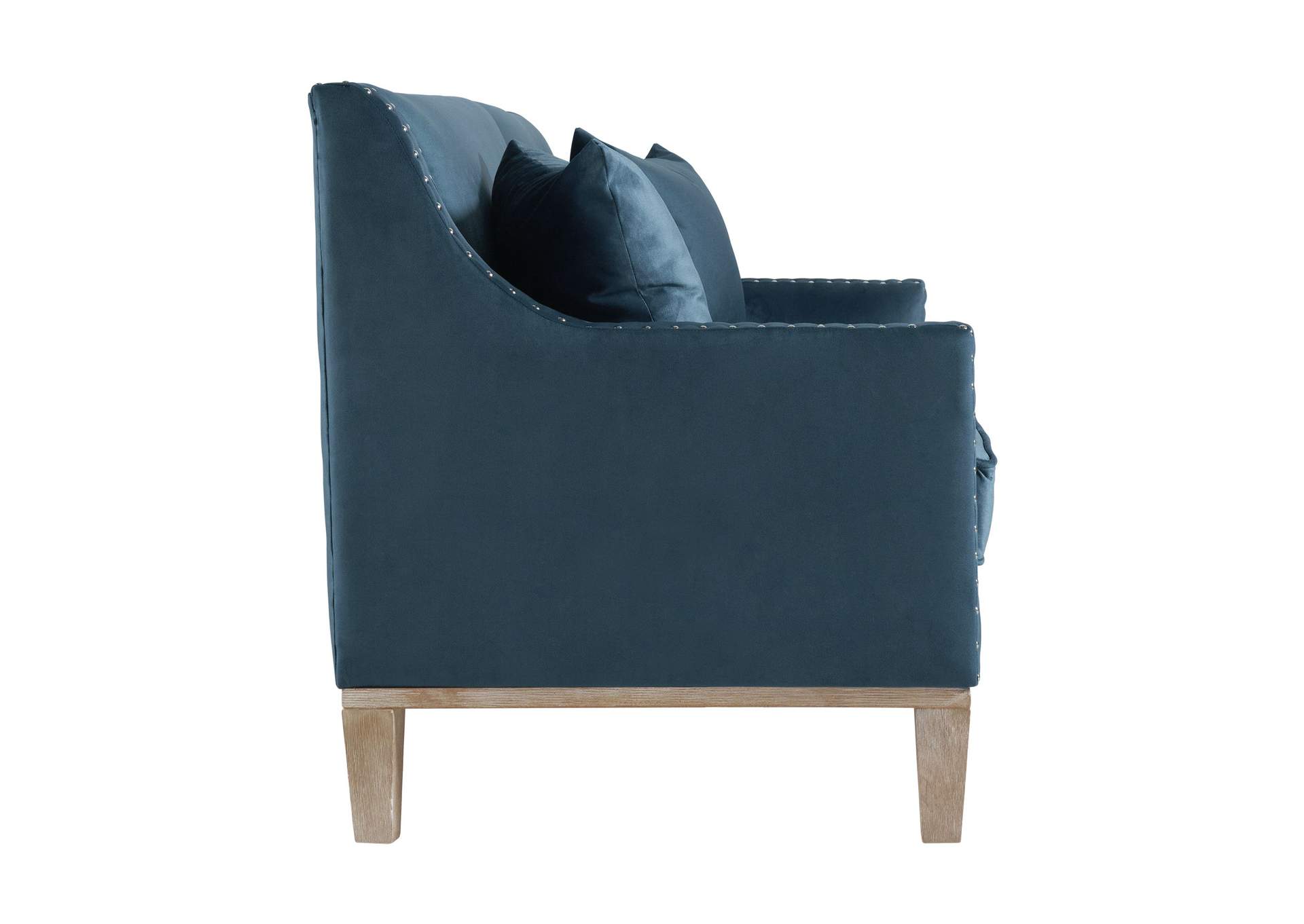 Augusta Sofa With Distressed Wood Ottoman Navy,Elements