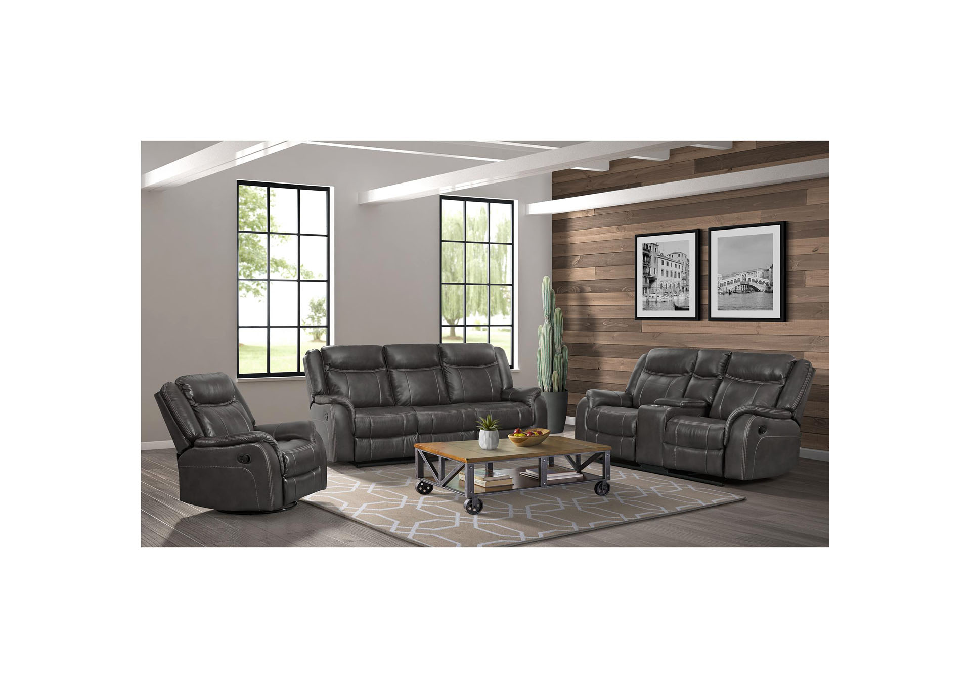 Avalon Swivel Motion Glider Recliner In Avalon Charcoal,Elements