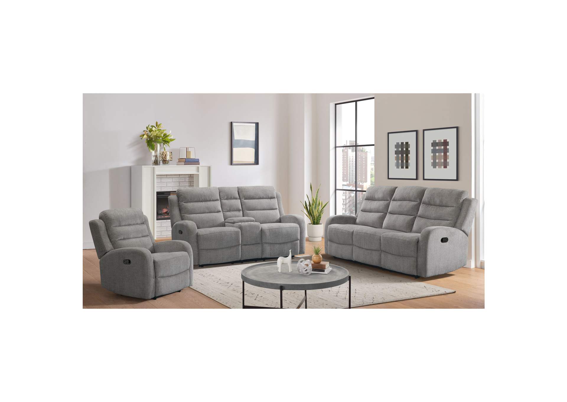 Avanti Motion Loveseat With Console In Whiskers Nature Grey,Elements