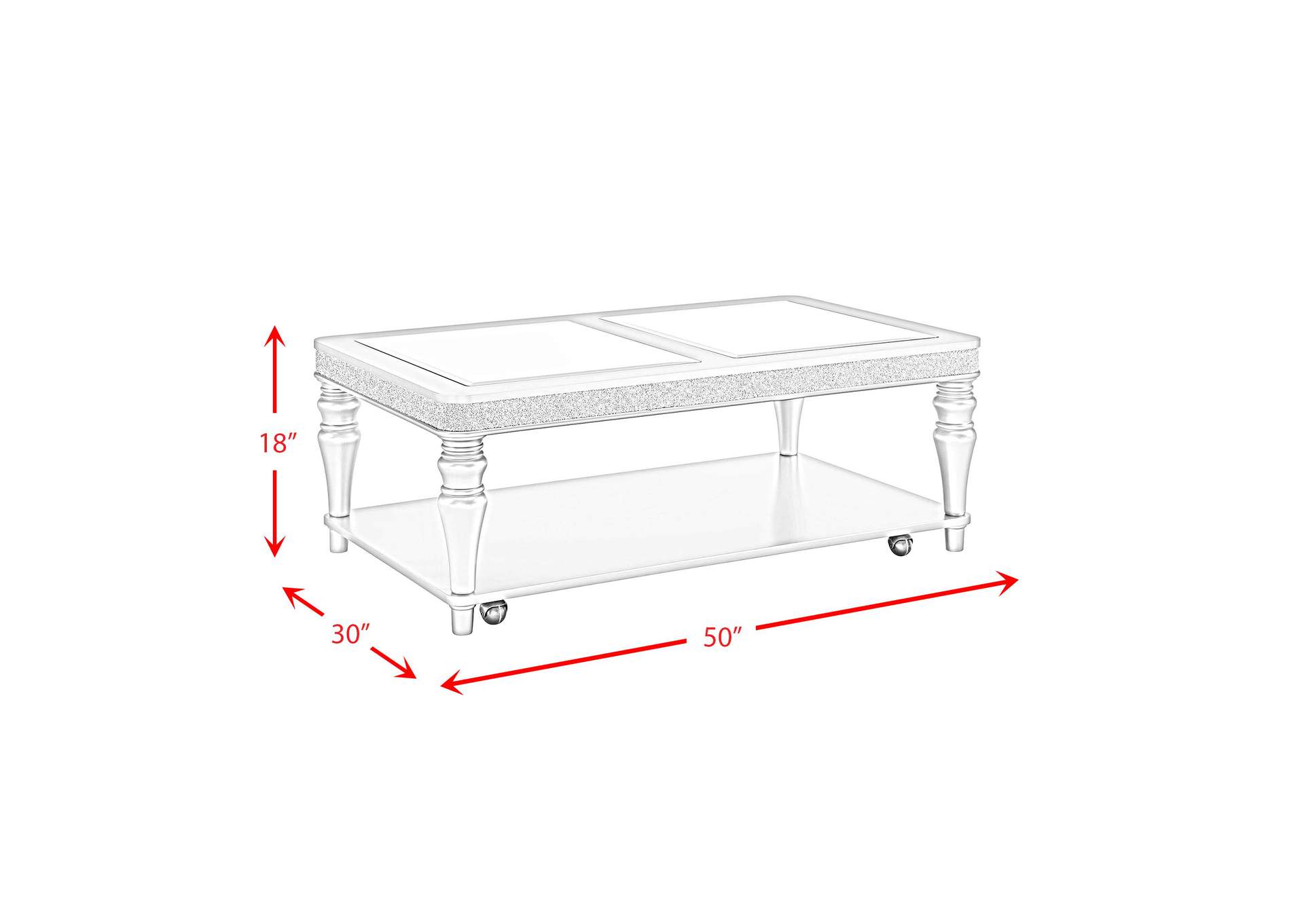 Avril Coffee Table With Casters In Silver,Elements