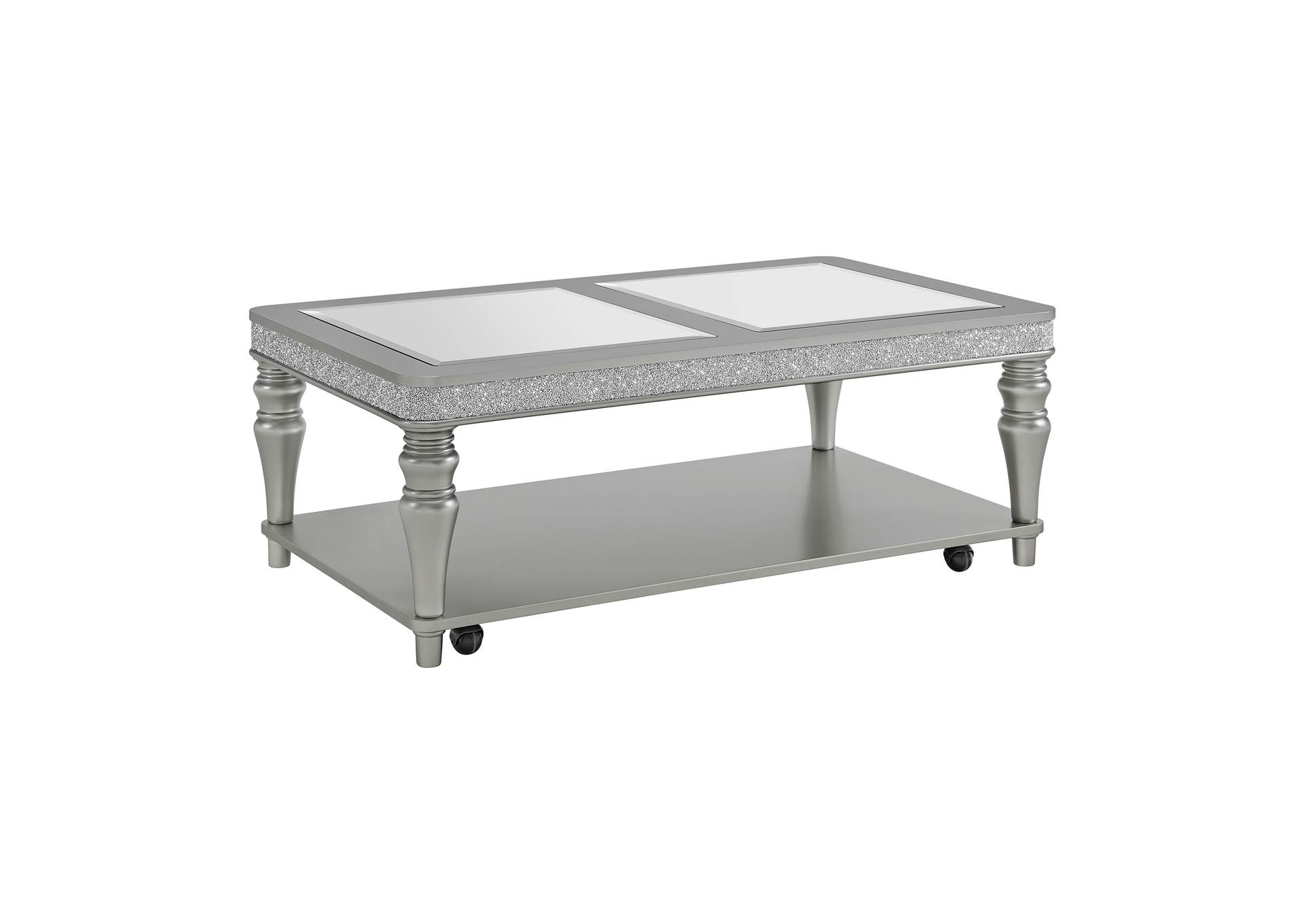 Avril Coffee Table With Casters In Silver,Elements