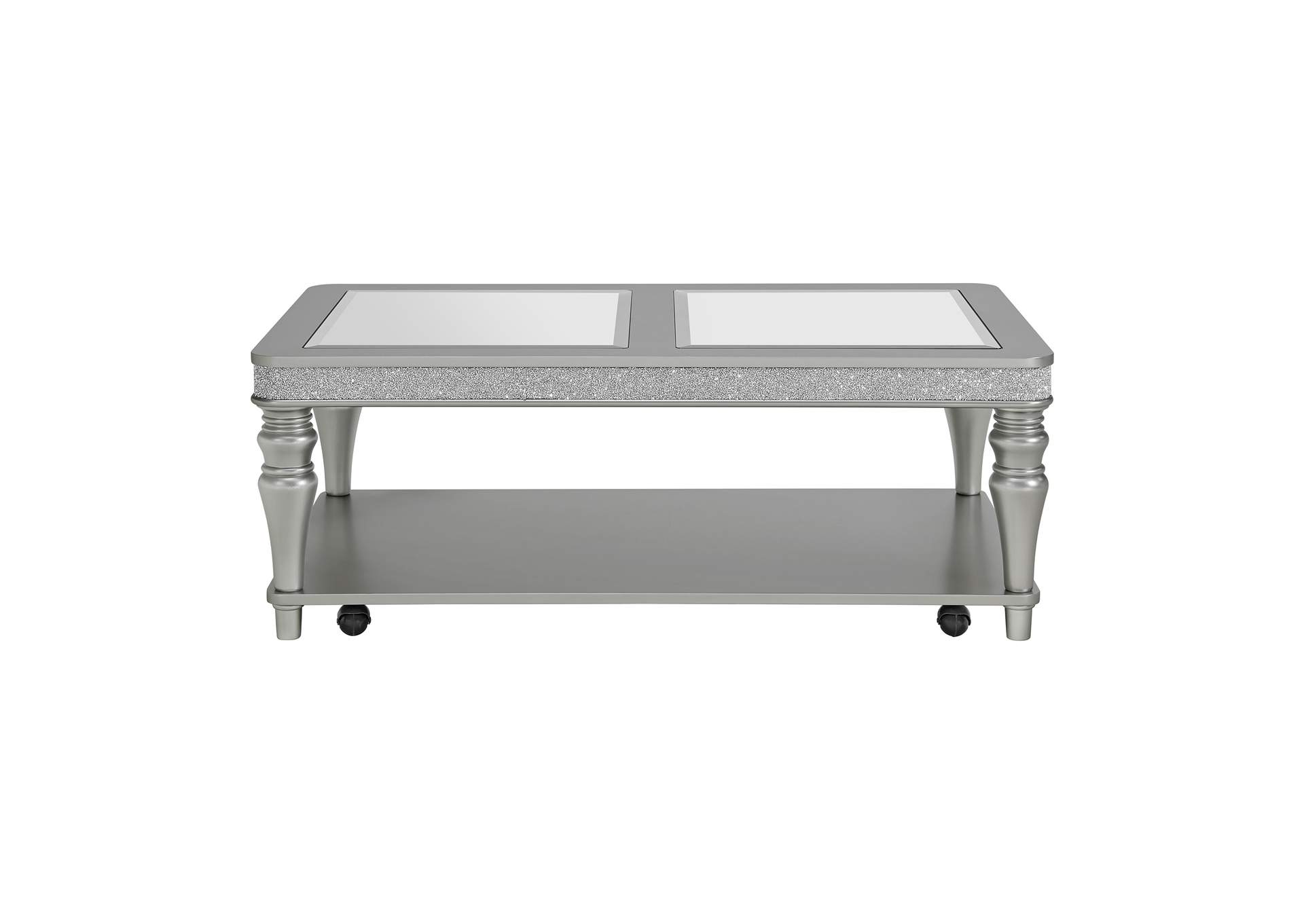 Avril Coffee Table With Casters In Silver,Elements