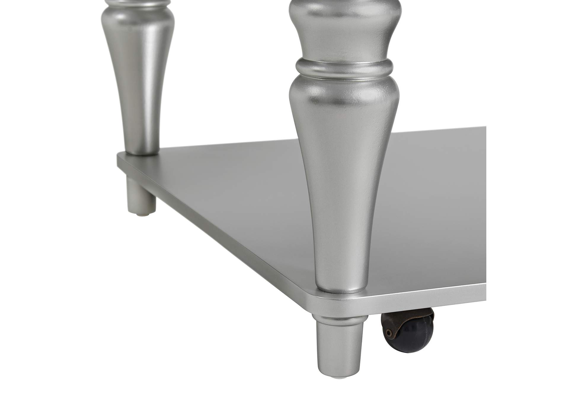 Avril Coffee Table With Casters In Silver,Elements