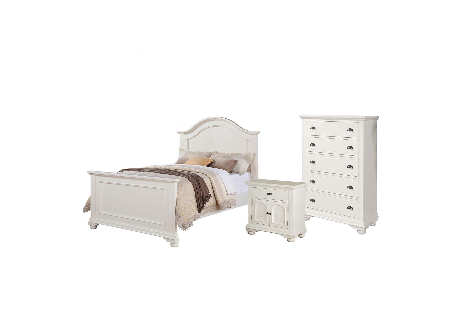 Brook White Full Pane 3 Piece Bedroom Set,Elements