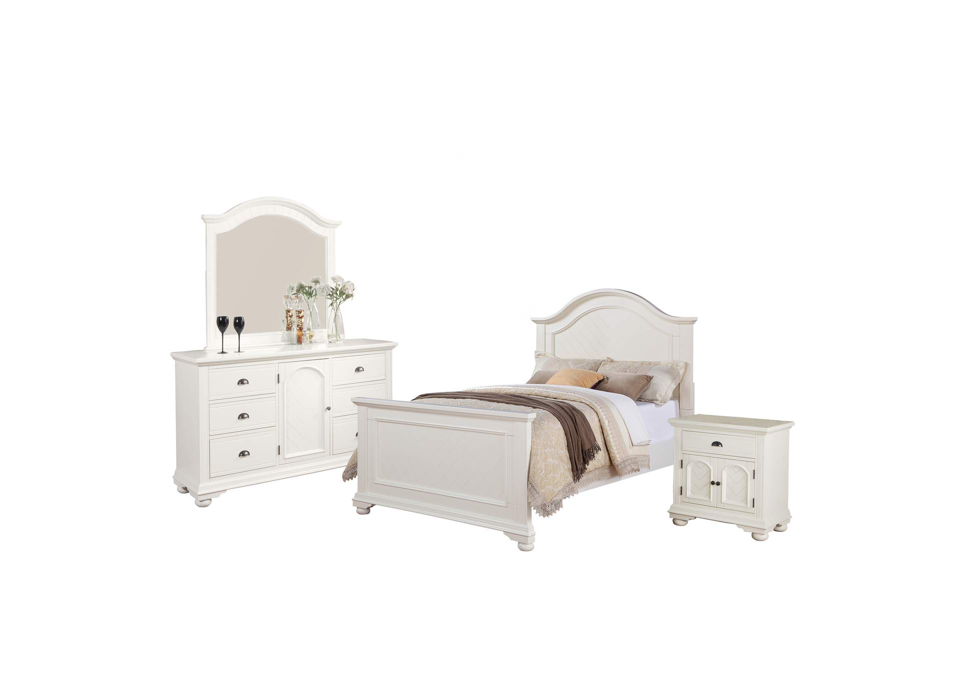 Brook White Full Panel 4 Piece Bedroom Set,Elements