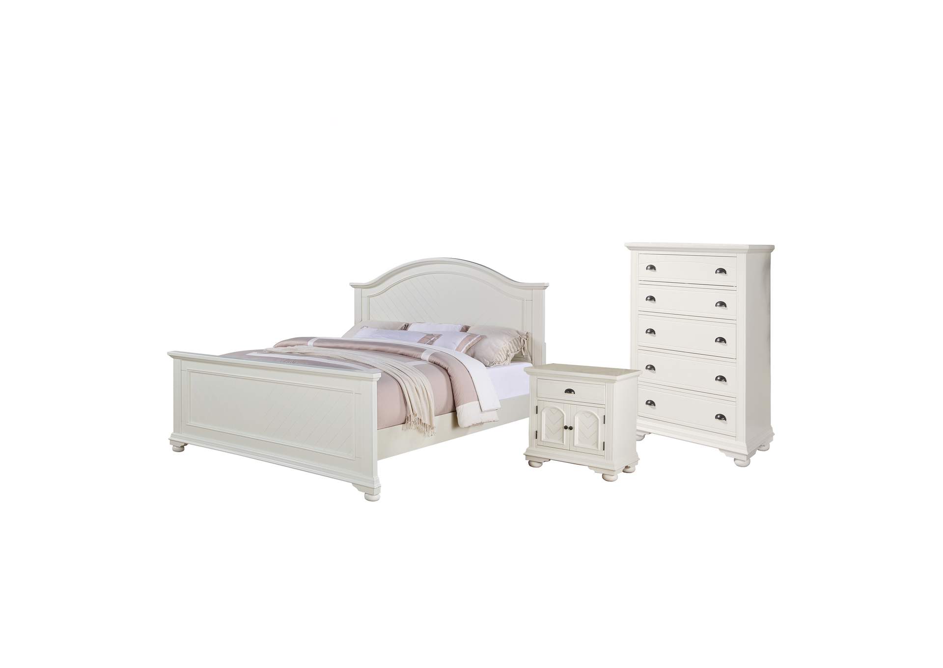 Brook White King Panel 3 Piece Bedroom Set,Elements