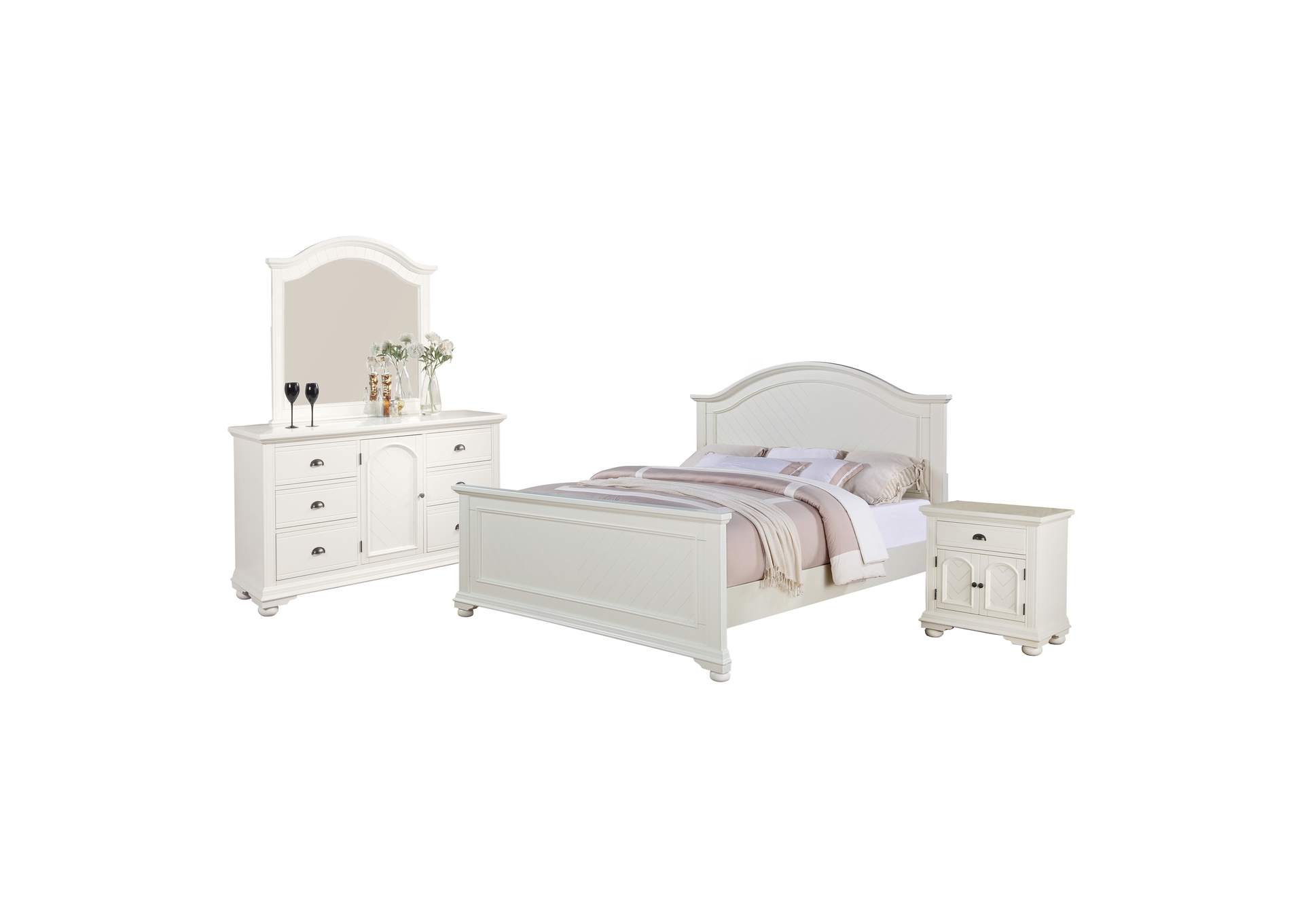 Brook White King Panel 4 Pc Bedroom Set,Elements