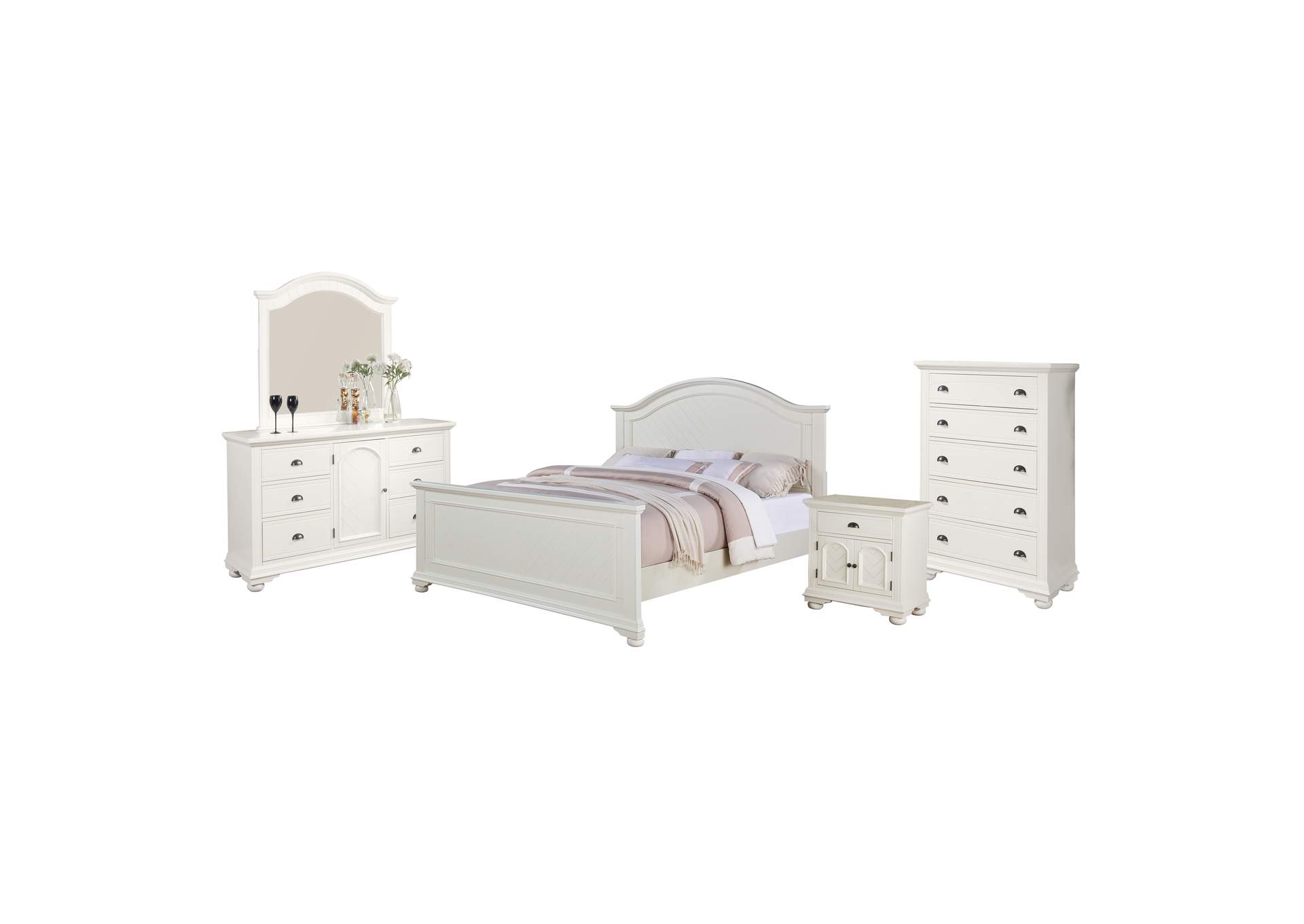 Brook White King Panel 5 Piece Bedroom Set,Elements