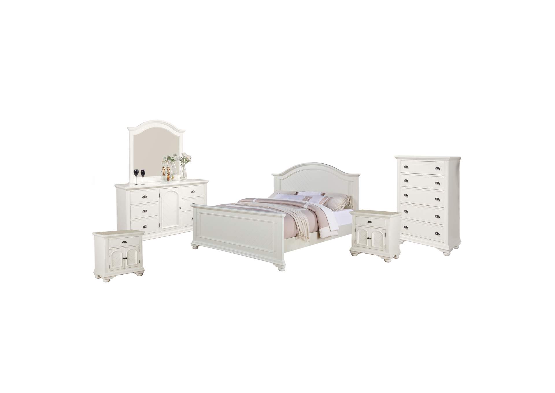 Brookpine White King Panel 6 Piece Bedroom Set,Elements