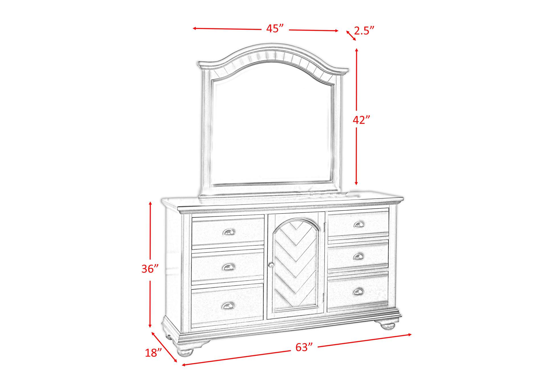 Brookpine White Dresser & Mirror Set,Elements