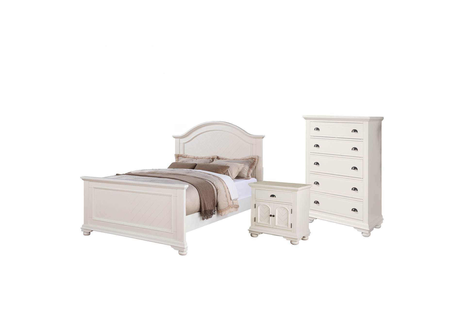 Brook White Queen Panel 3 Piece Bedroom Set,Elements