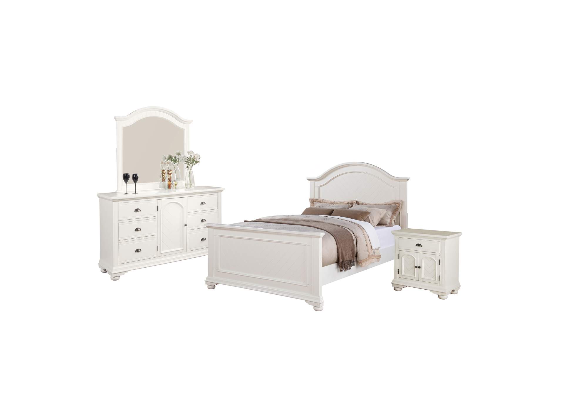 Brook White Queen Panel 4 Piece Bedroom Set,Elements
