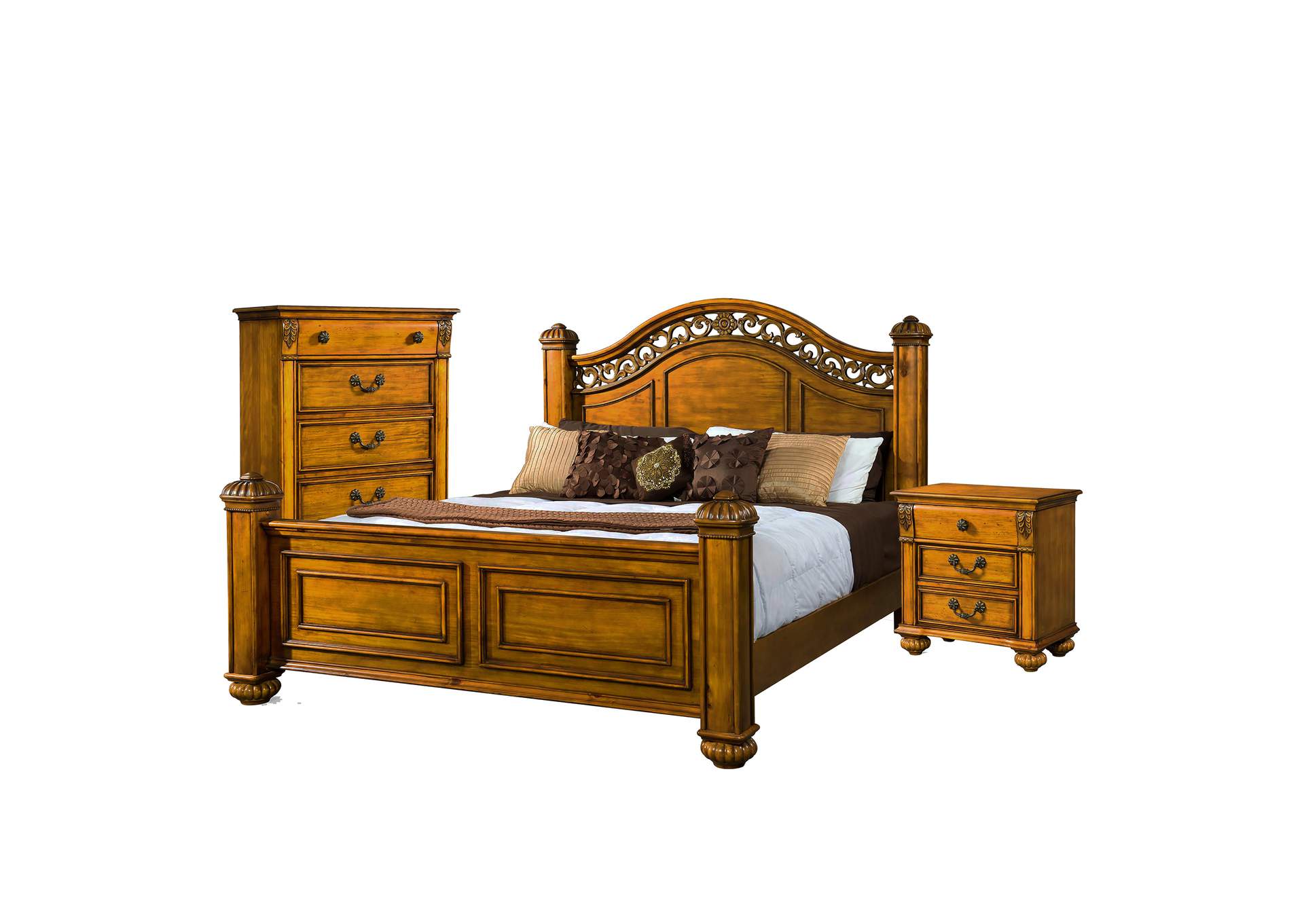 Barkley Square Queen Poster 3 Piece Bedroom Set,Elements