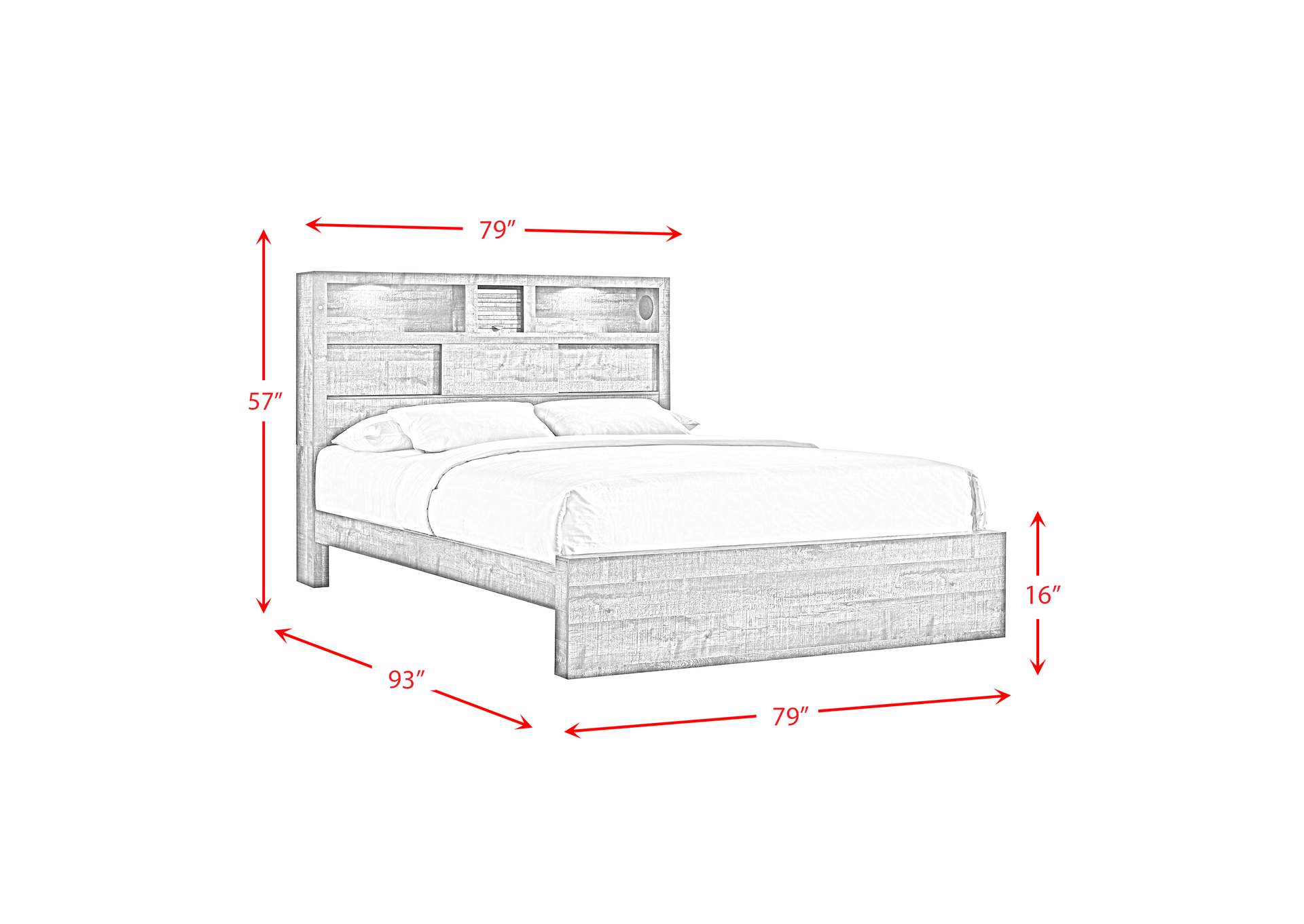 Bailey King Bookcase Panel 6 Piece Bedroom Set With Bluetooth,Elements