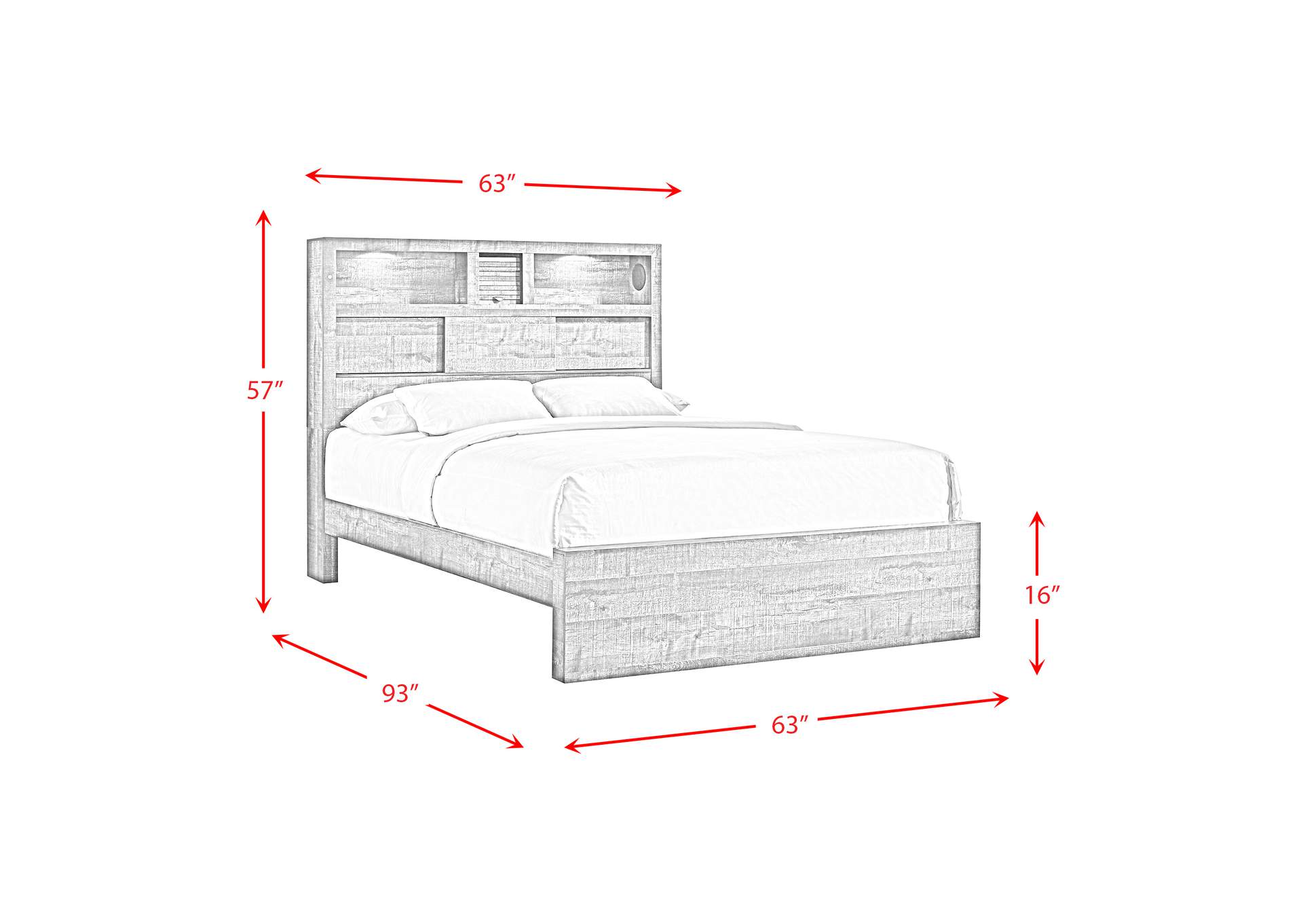 Bailey Queen Bookcase Panel 4 Piece Bedroom Set With Bluetooth,Elements