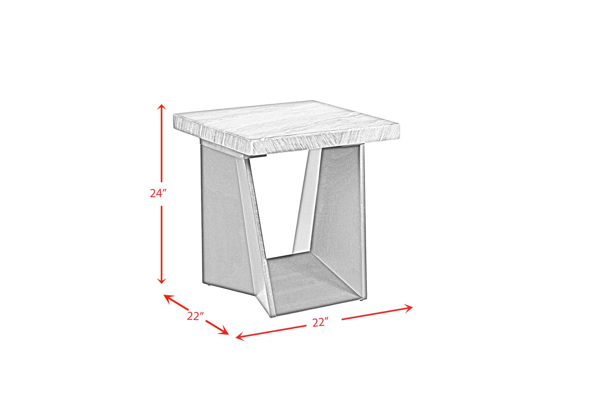 Beckley End Table Complete In Dark Marble Top,Elements