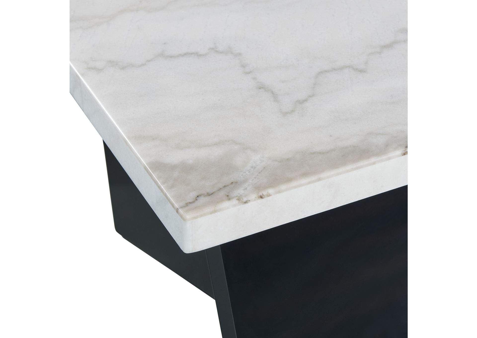 Beckley End Table Complete In White Marble Top,Elements