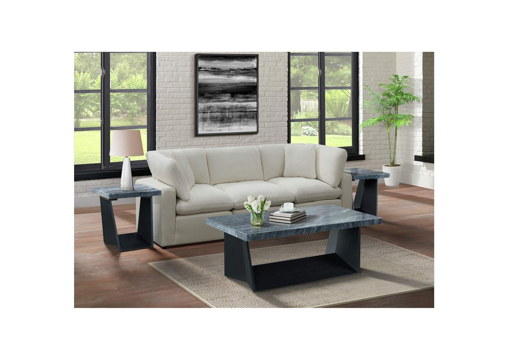 Beckley Coffee Table Complete In Dark Marble Top,Elements