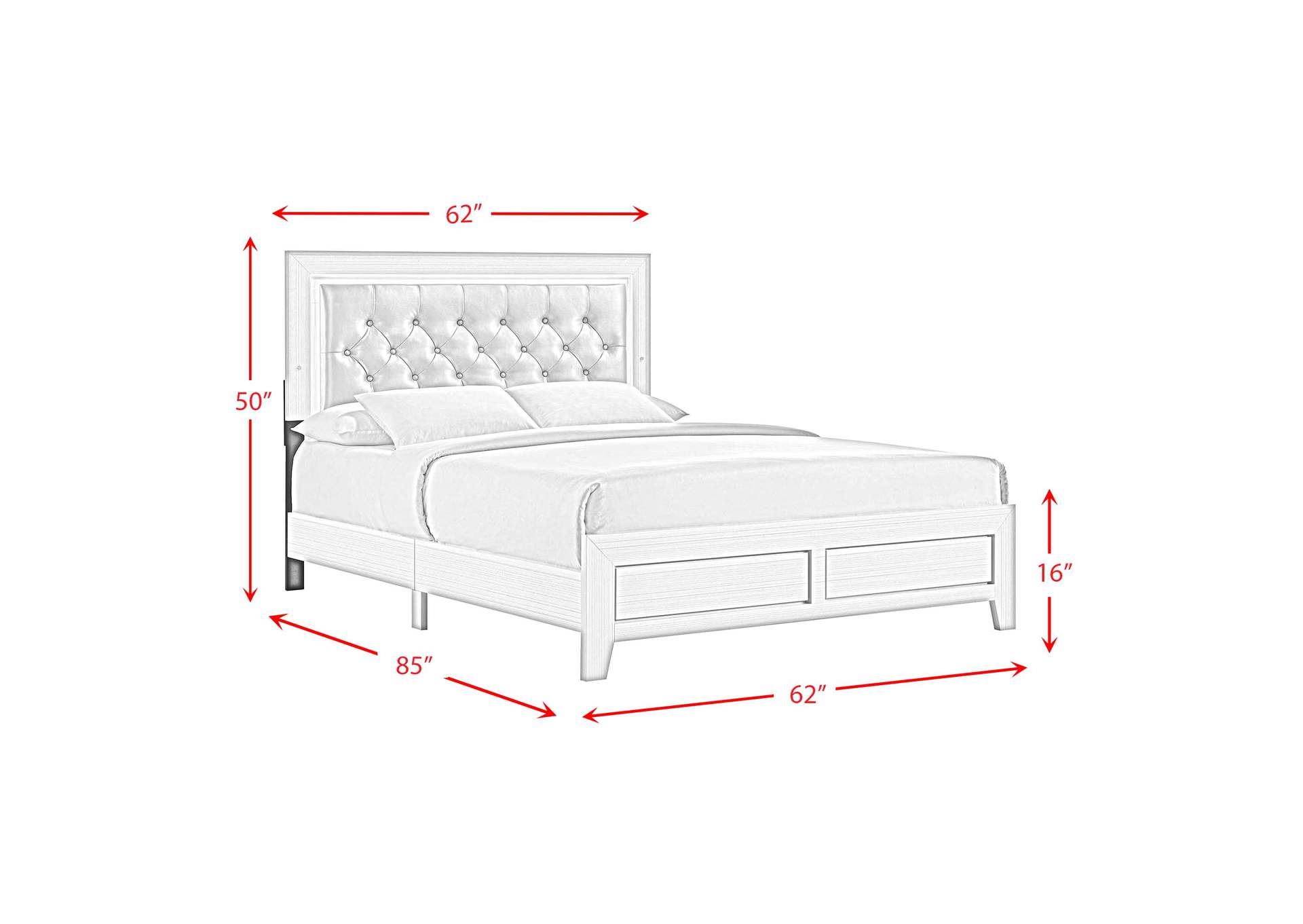 Belinda Queen Panel 3 Piece Bedroom Set In White,Elements